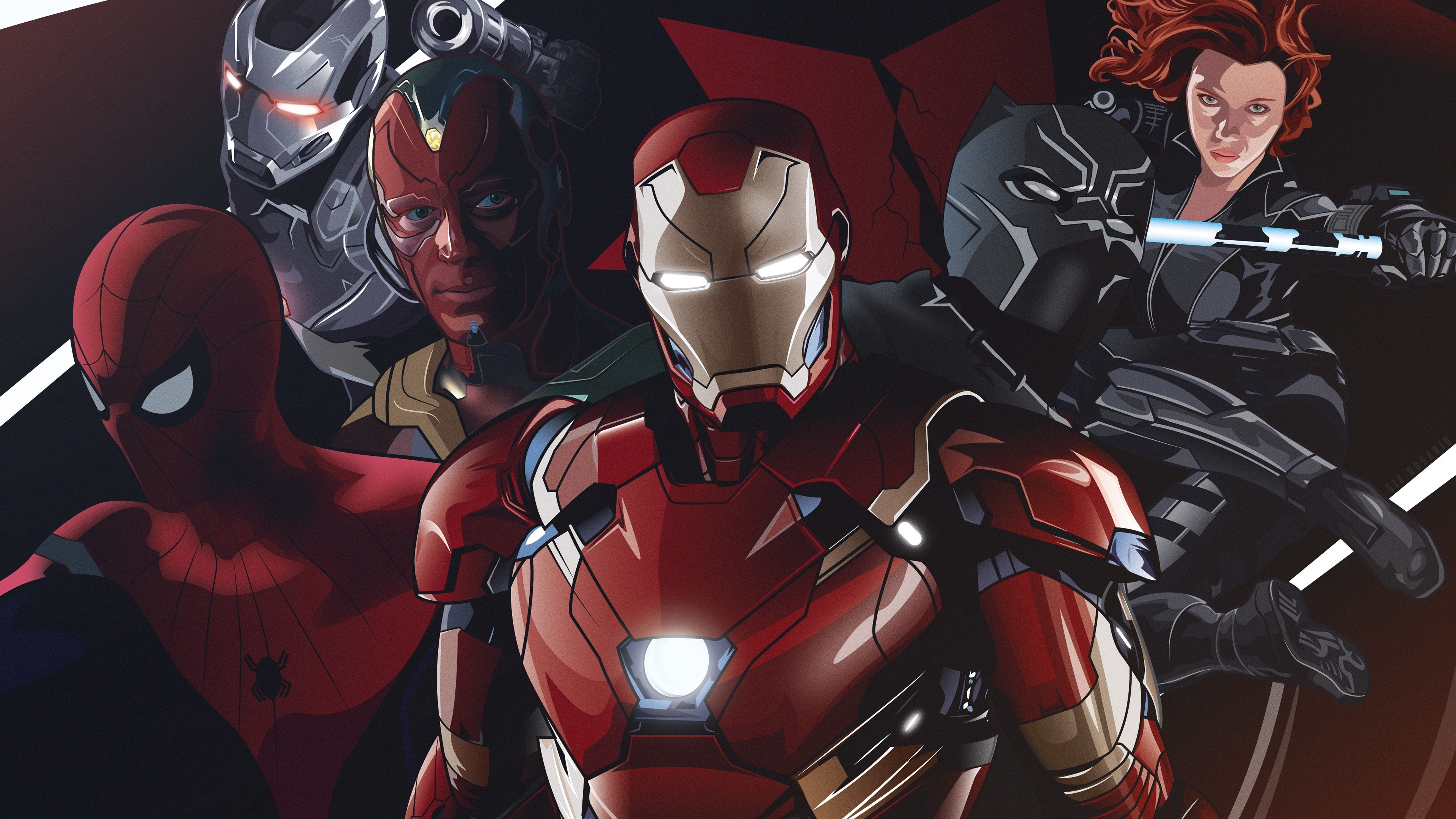 Download 3840x2160 Iron Man, Spider Man, Black Panther, Artwork