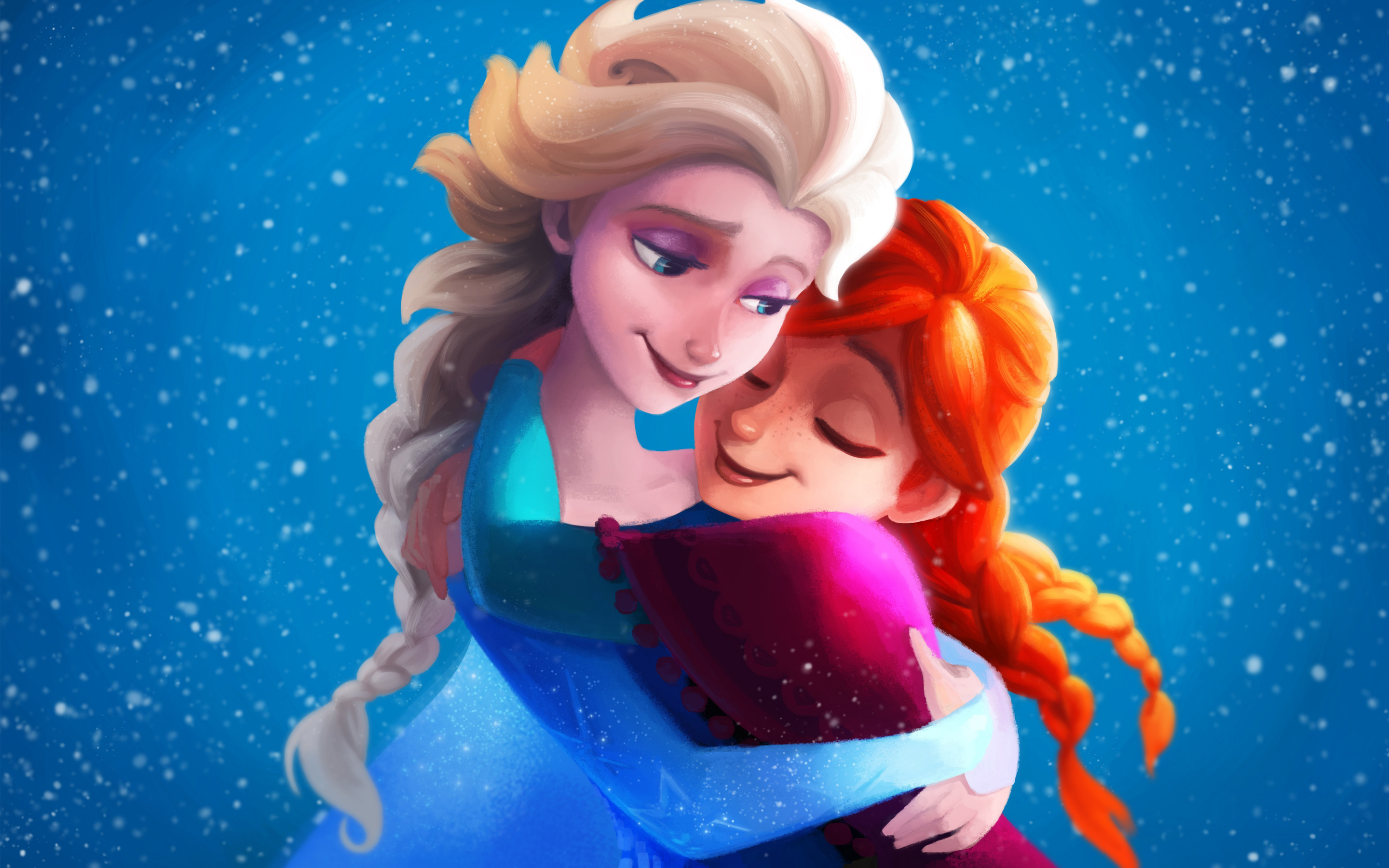 Frozen Sisters Elsa Anna 4K Wallpaper