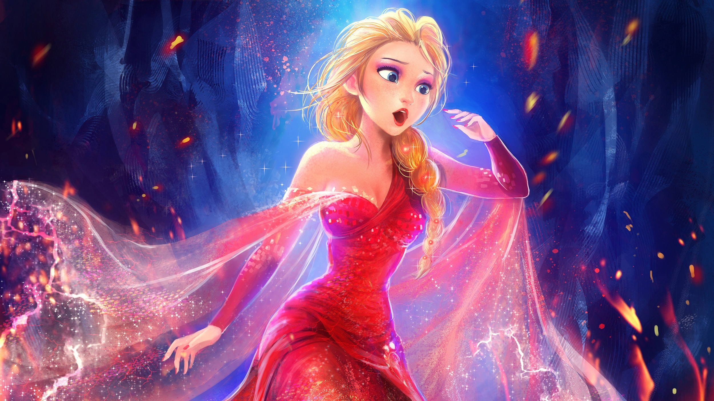 Wallpaper Queen Elsa, Beautiful, Frozen, HD, Fantasy
