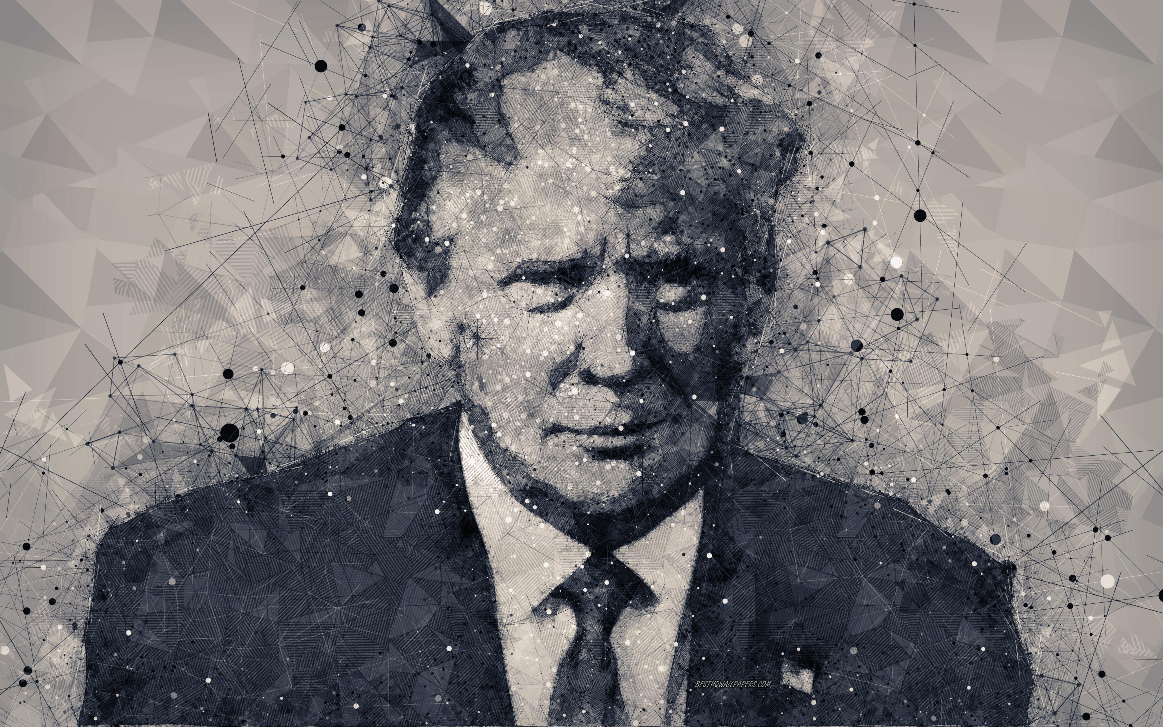 Download wallpaper Donald Trump, 4k, creative geometric portrait