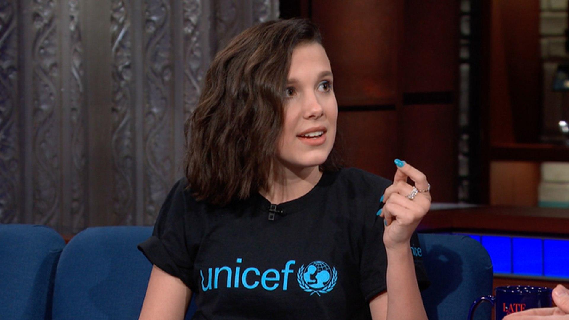 Millie Bobby Brown Paints Stephen's Nails For UNICEF