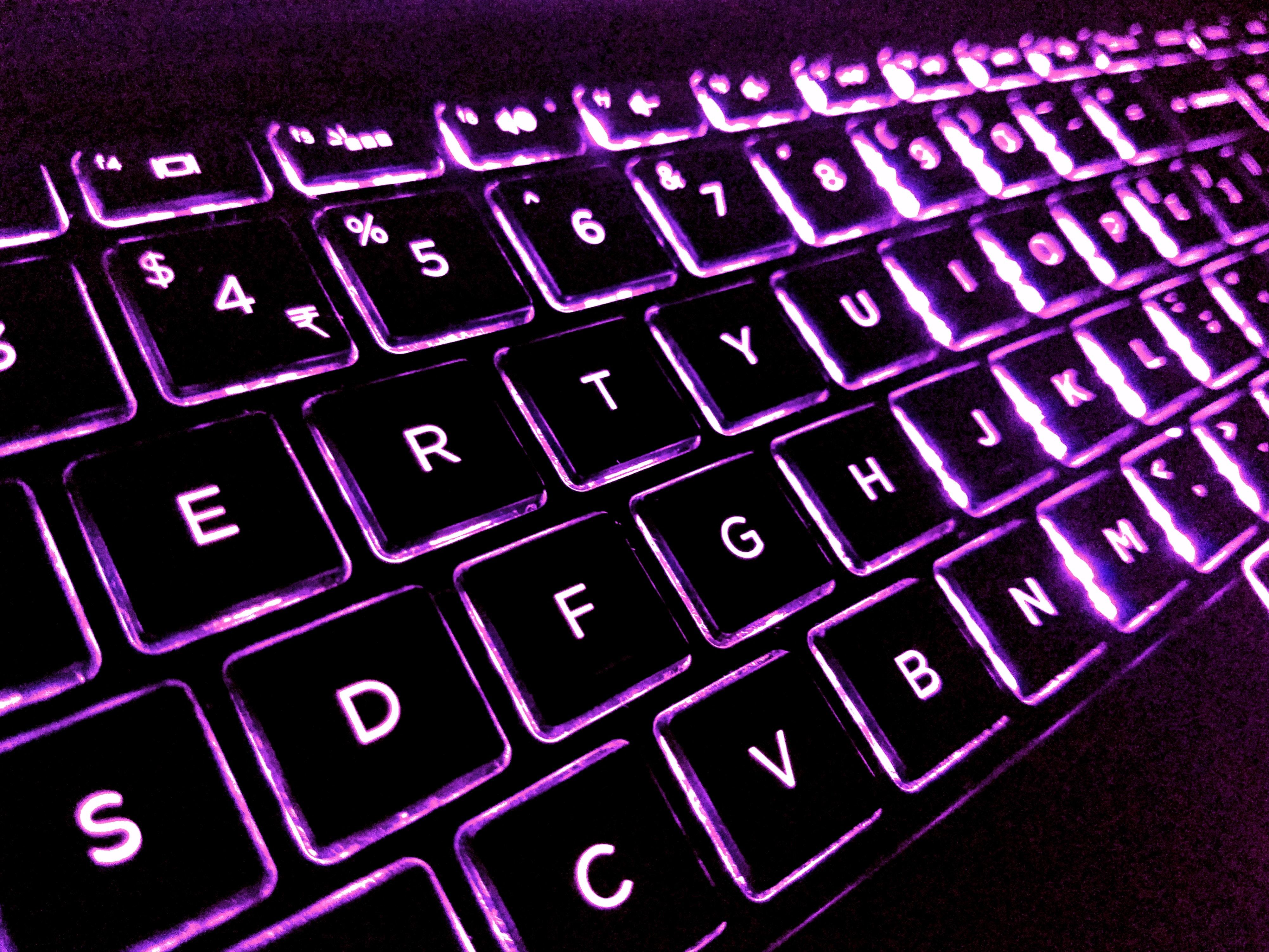 Free of computer keyboard, glow, glowing