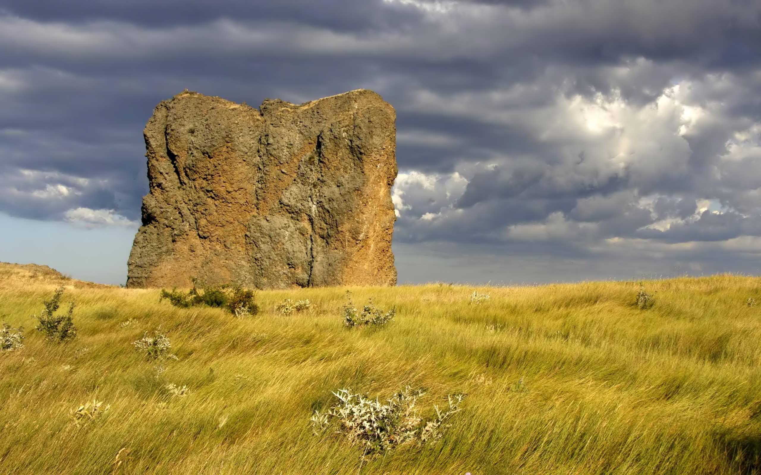 Large Boulder In The Shrub Steppe. Science And Nature