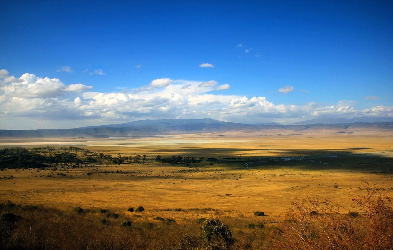 Wallpaper field, the sky, clouds, the steppe, river, dal, space