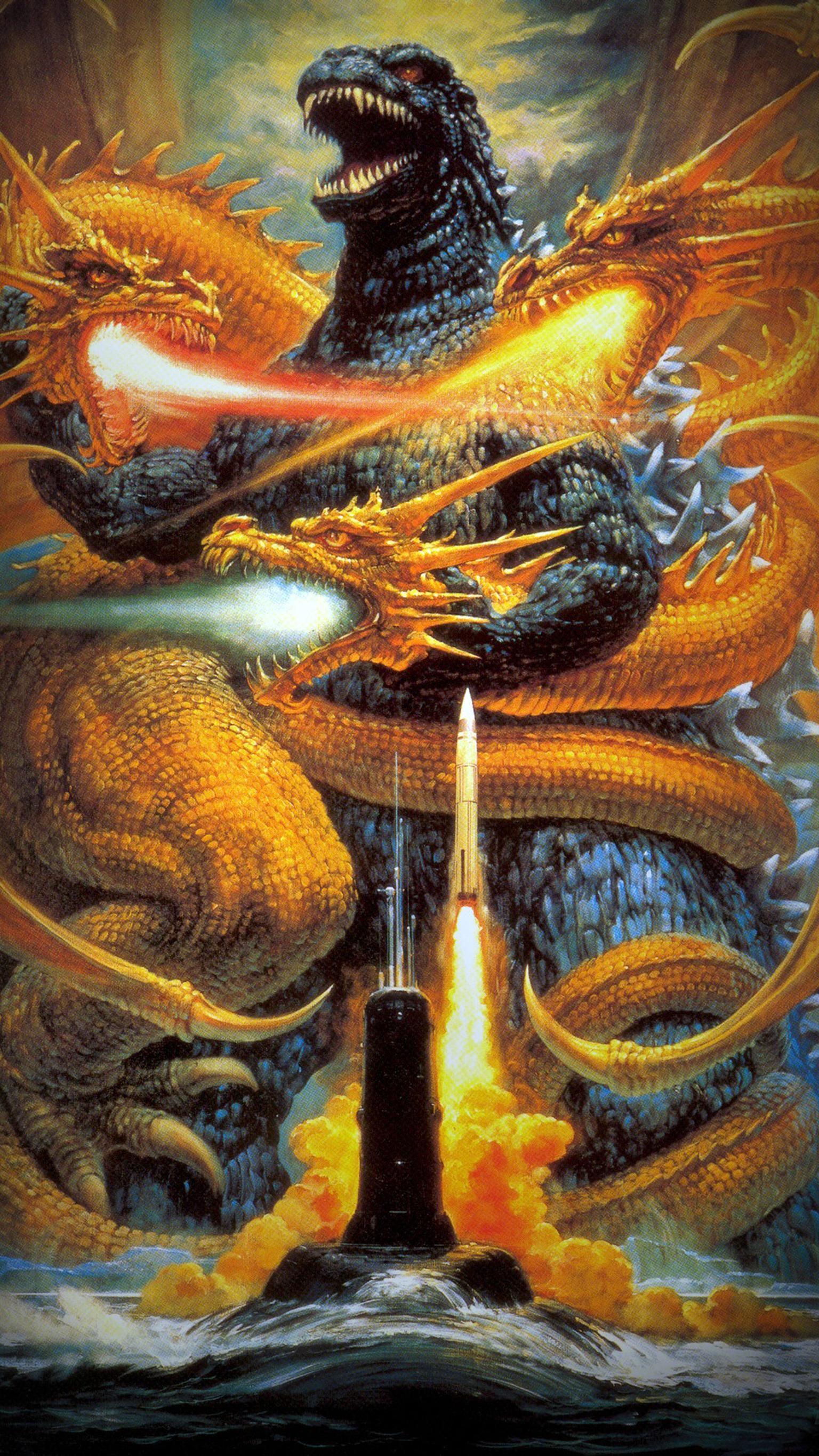 Godzilla vs. King Ghidorah (1991) Phone Wallpaper. Phone Wallpaper