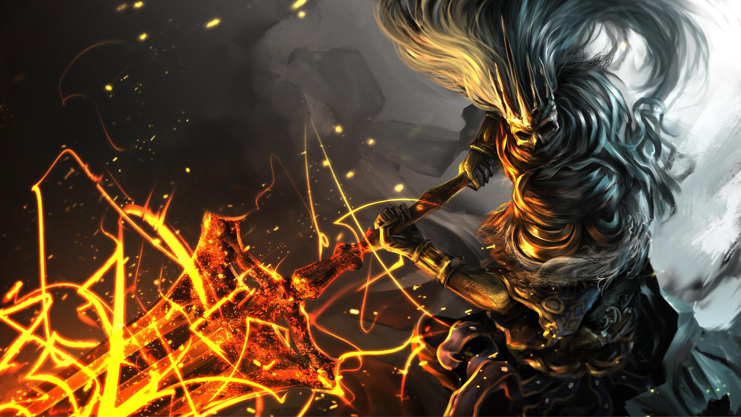 Wallpaper Dark Souls Swords Warriors Fan ART Nameless 2560x1440