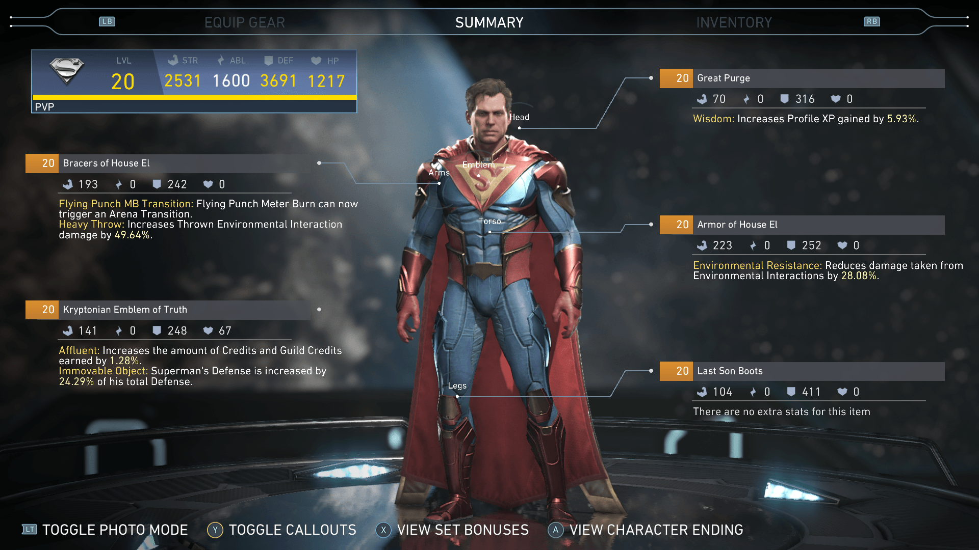 Kryptonian Emblem of Truth (up to +25% boost to DEF.) The single