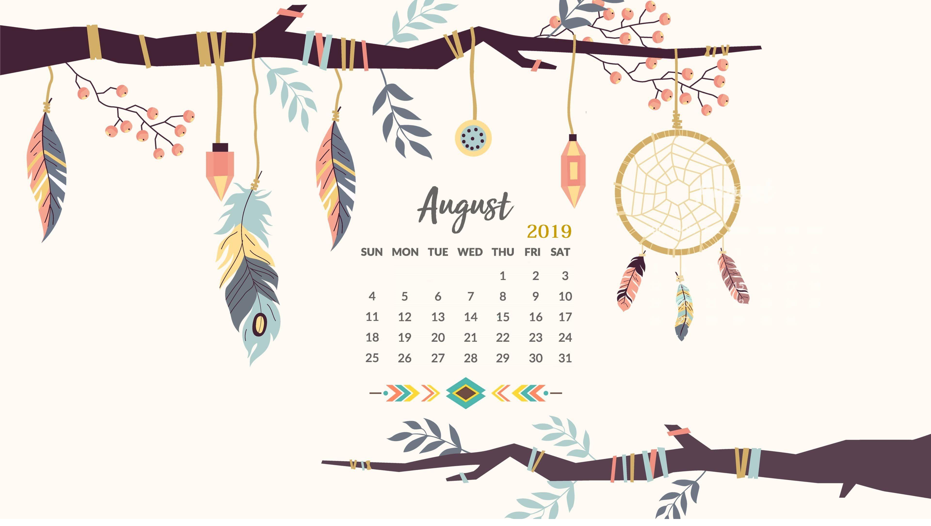 August 2019 HD Calendar Wallpaper. Wall Calendar. Calendar
