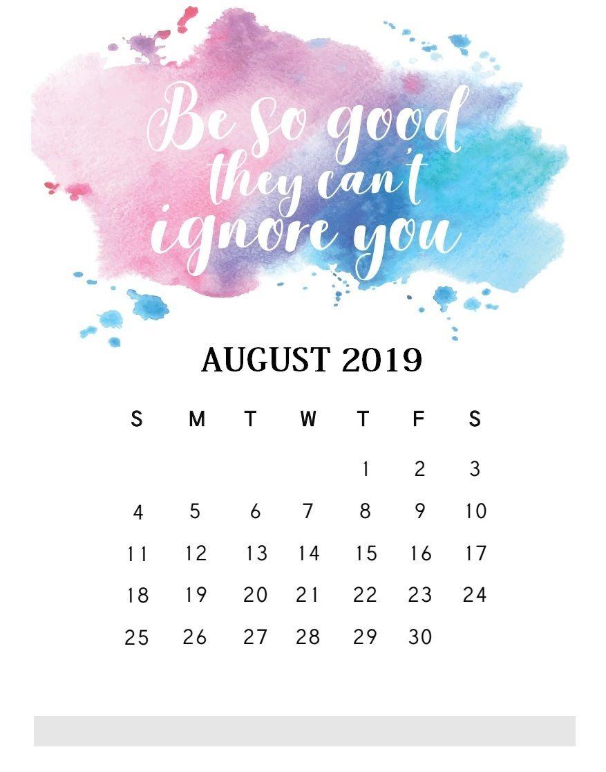 Motivational Quotes August 2019 Calendar. calendars calendar