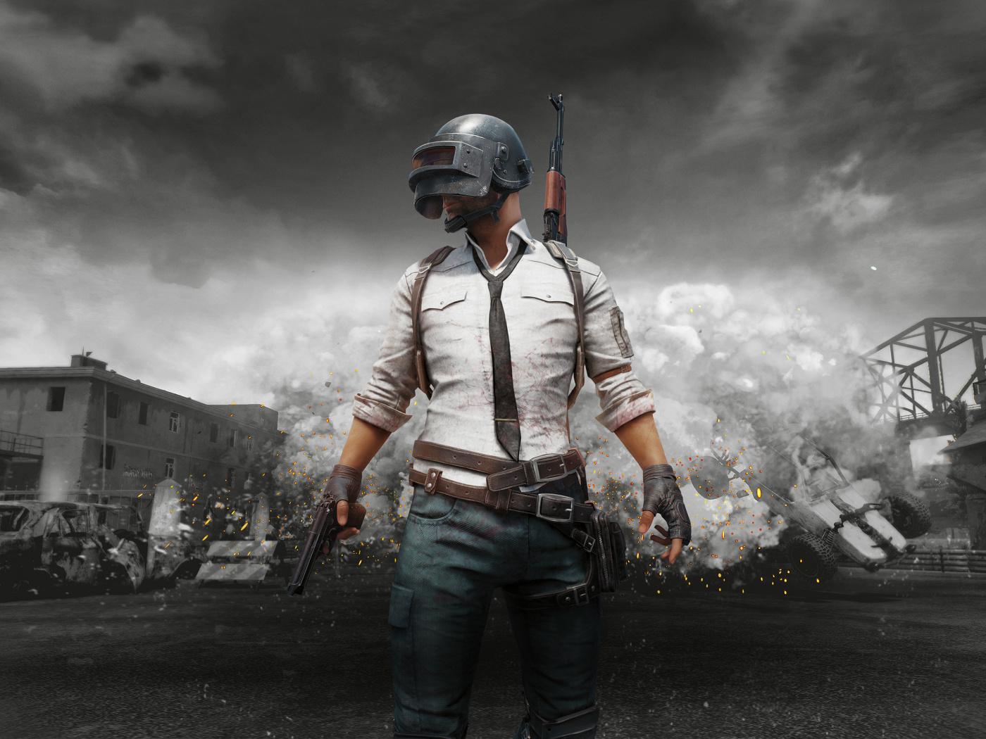 Download 1400x1050 wallpaper pubg, mobile monochrome, standard