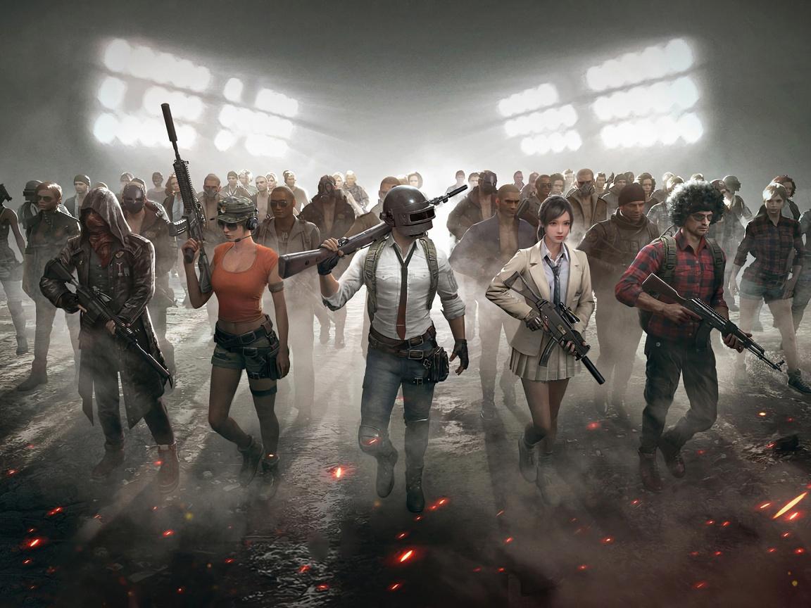 Download 1152x864 wallpaper pubg, video game, all characters