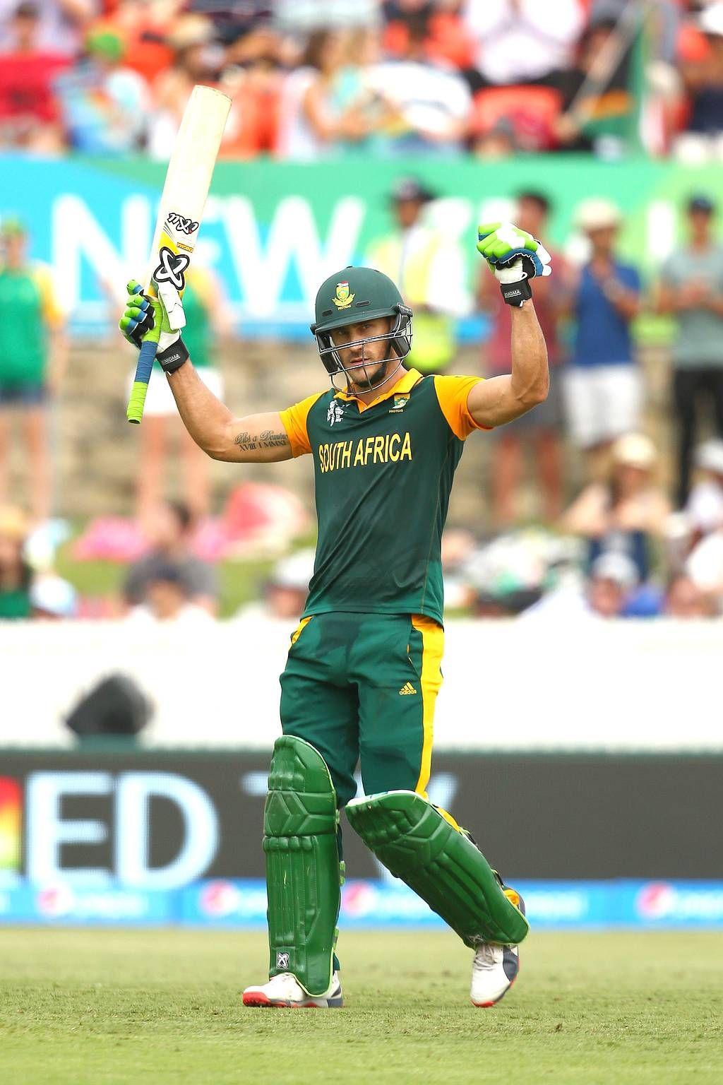 Faf du Plessis of South Africa celebrates his century during