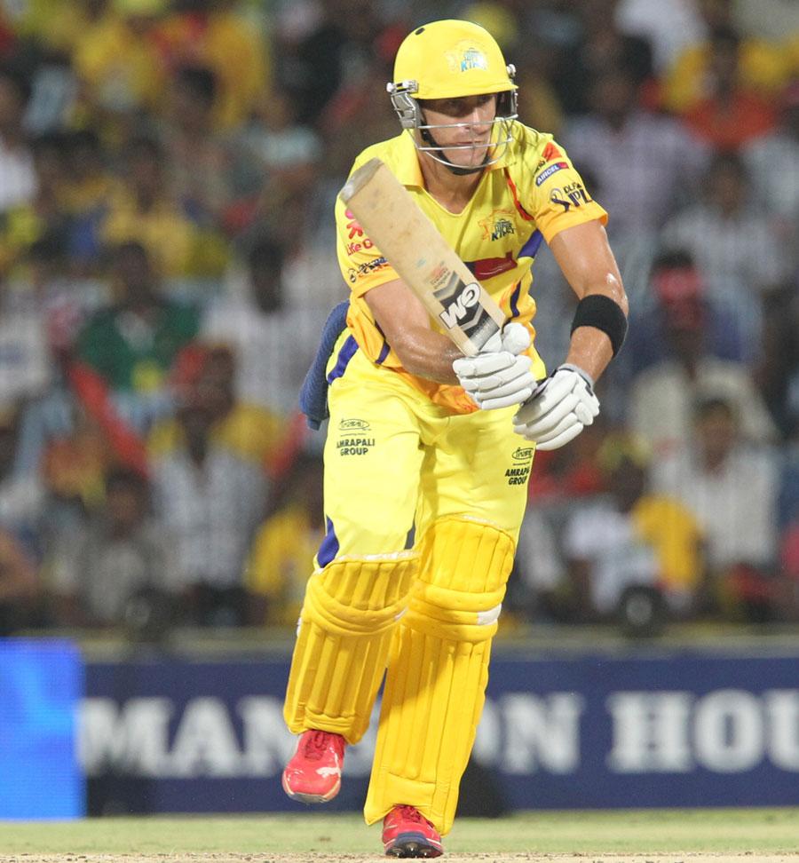 Faf du Plessis works one to the leg side. Photo. Indian Premier