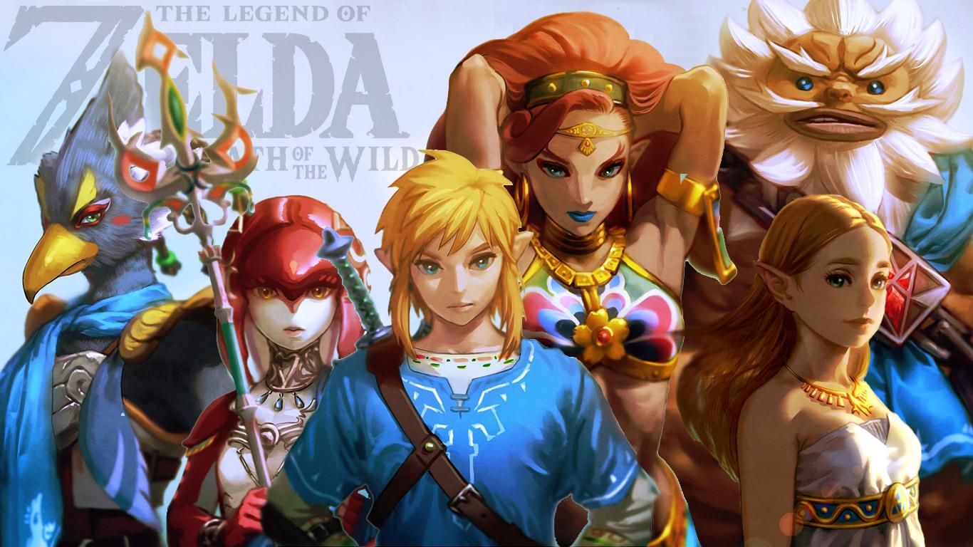 Made a wallpaper with the artwork of the champions and Zelda