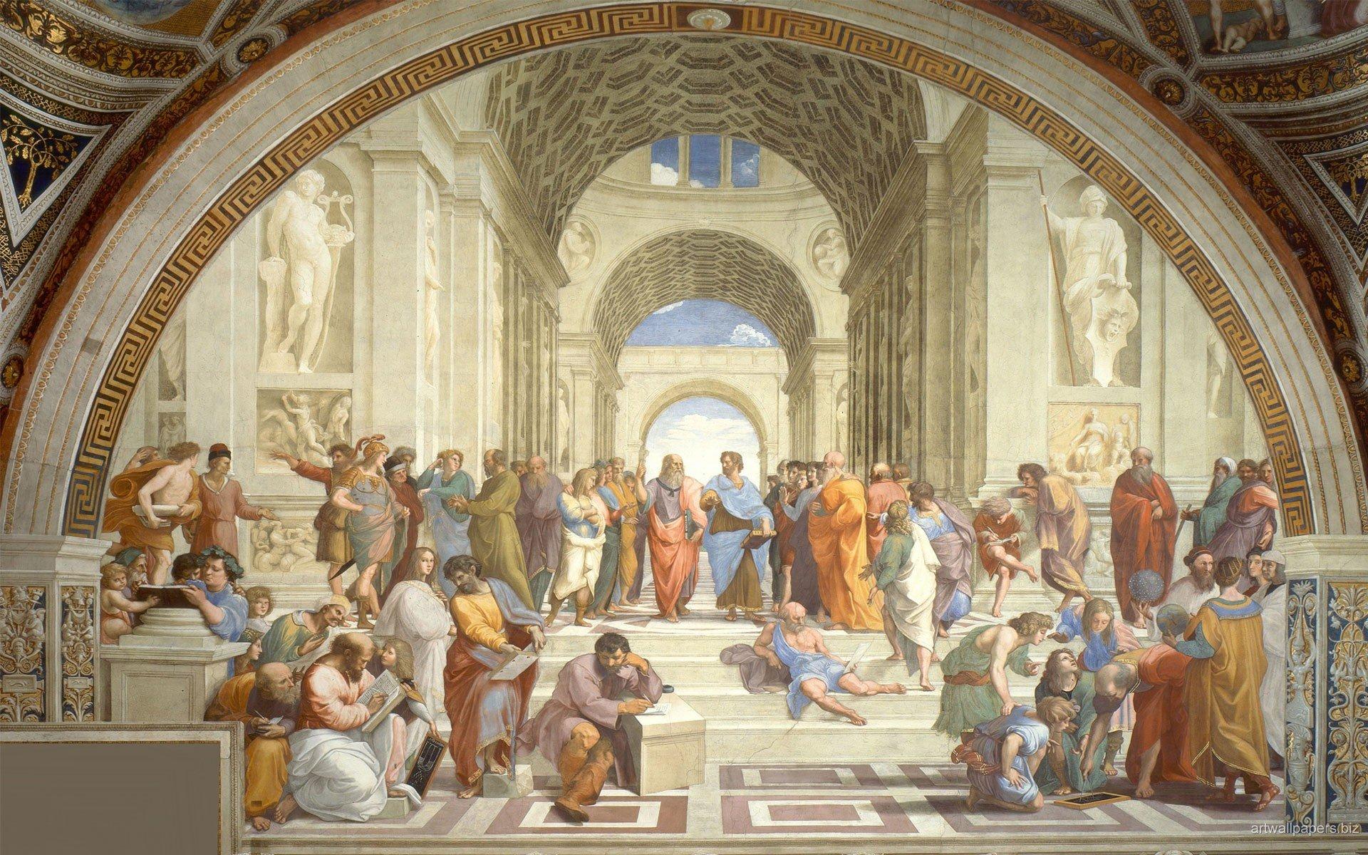 Raphael, Athens, Philosophy, Arch, Architecture, Painting, Students, Steps, Classic art, Socrates, Greek philosophers HD Wallpaper / Desktop and Mobile Image & Photo