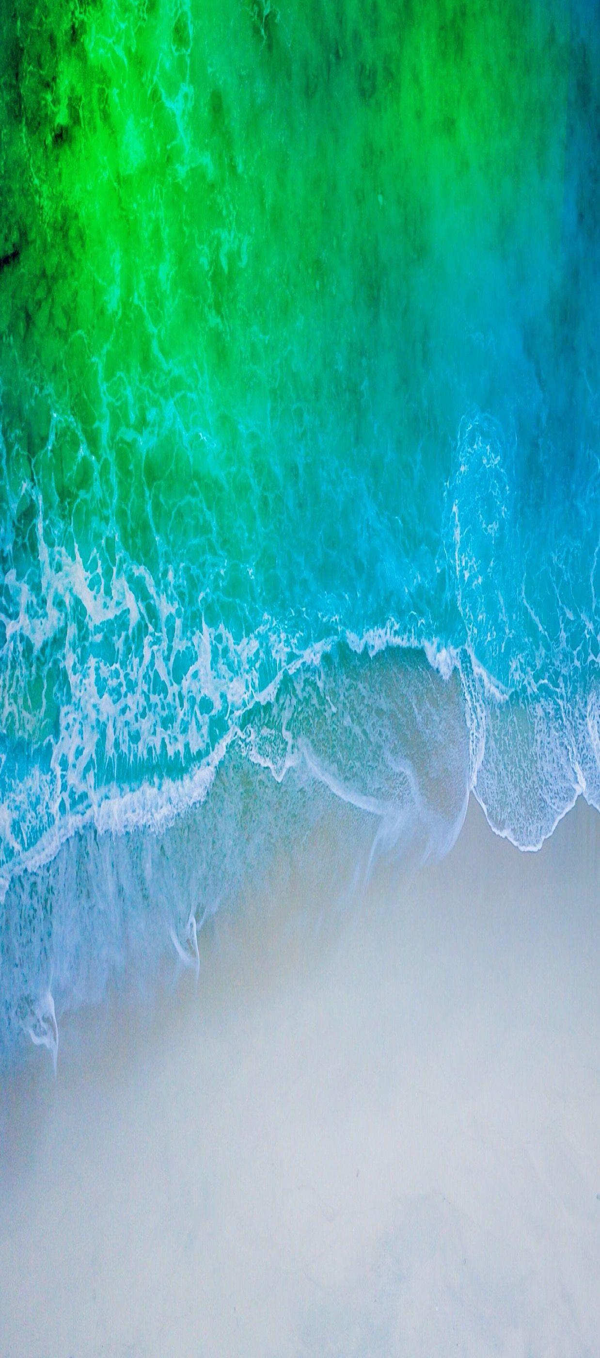 iOS iPhone X, Aqua, blue, Water, beach, wave, ocean, apple