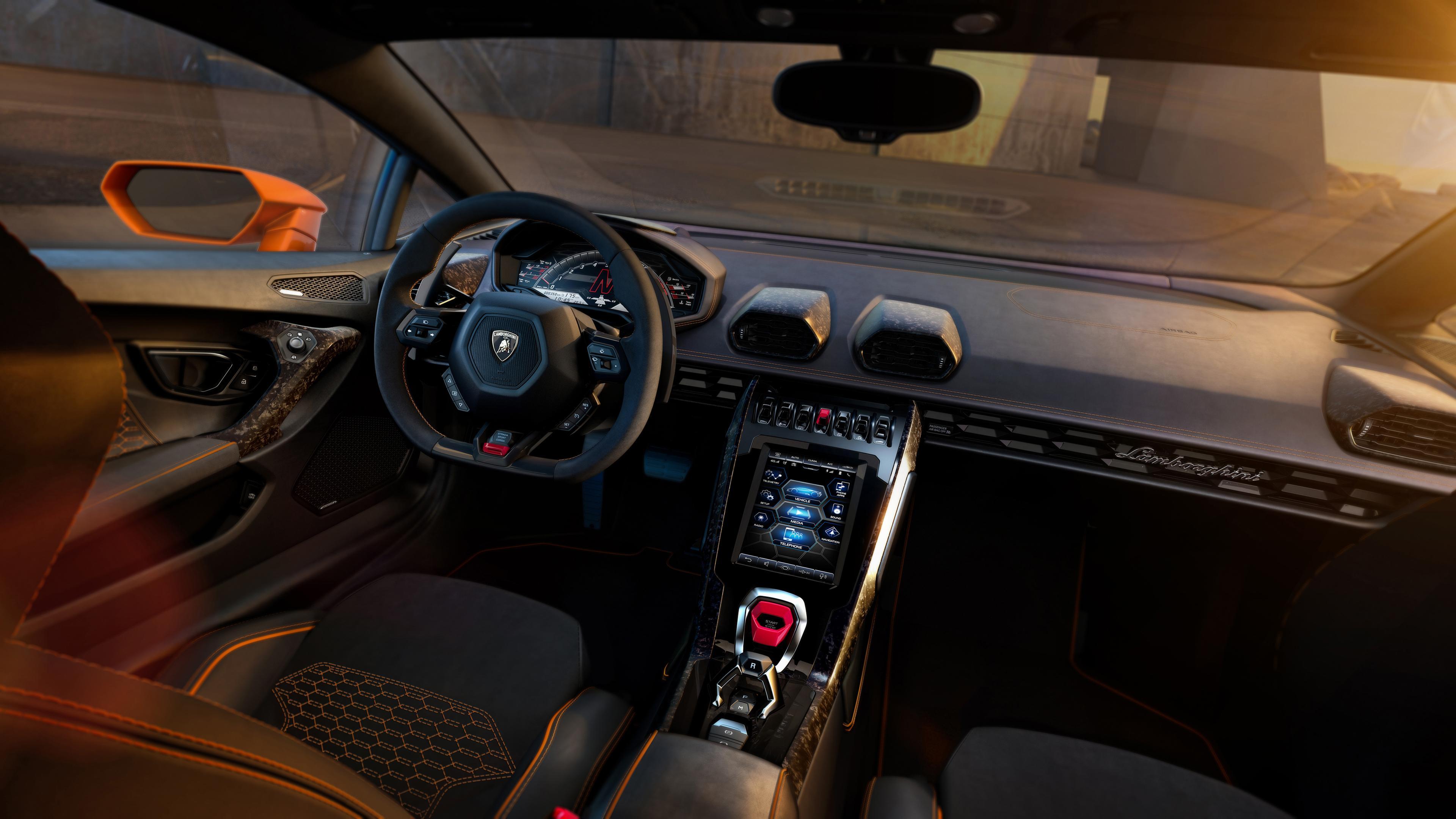 Lamborghini Huracan EVO 2019 4K Interior Wallpaper. HD Car