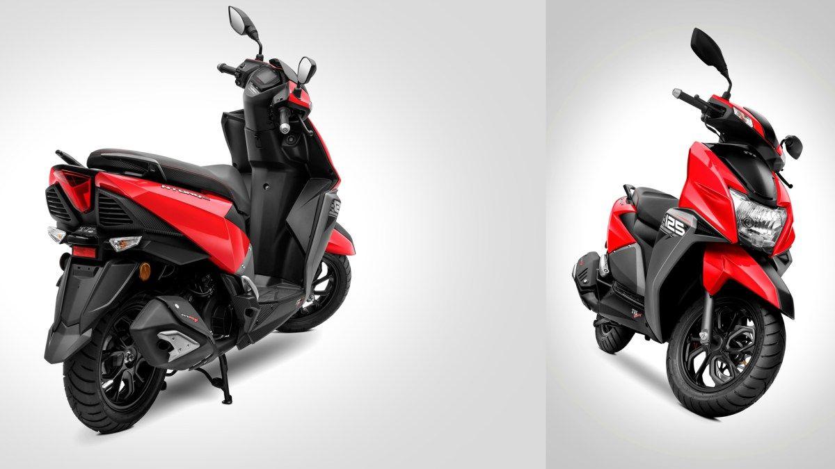 New Metallic Red colour option for the TVS NTORQ 125. Motorcycle