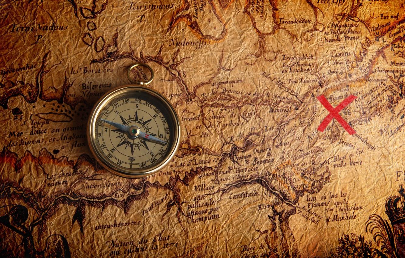 Wallpaper place, compass, old map, where the treasure, a treasure