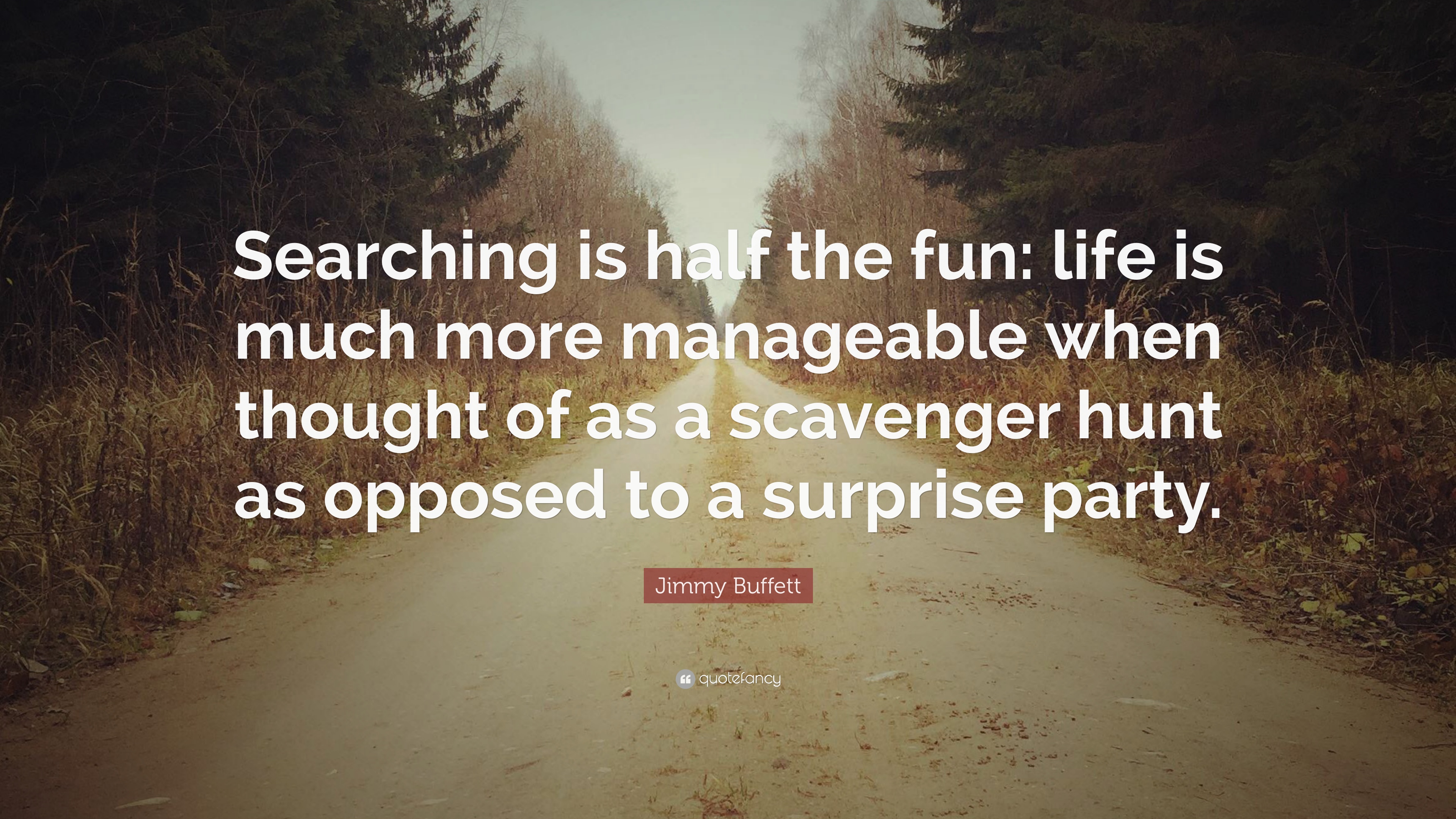 Jimmy Buffett Quote: “Searching is half the fun: life is much more