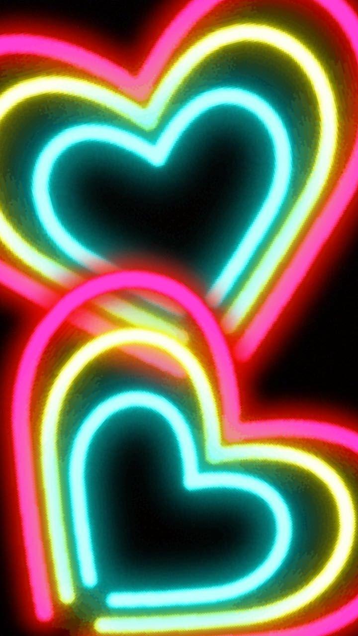 Neon hearts wallpaper. Neon wallpaper, Neon, Heart wallpaper
