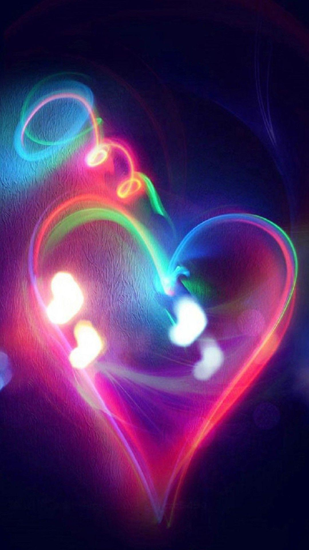 Decorate Lovely  neon heart Wallpaper Download  MobCup