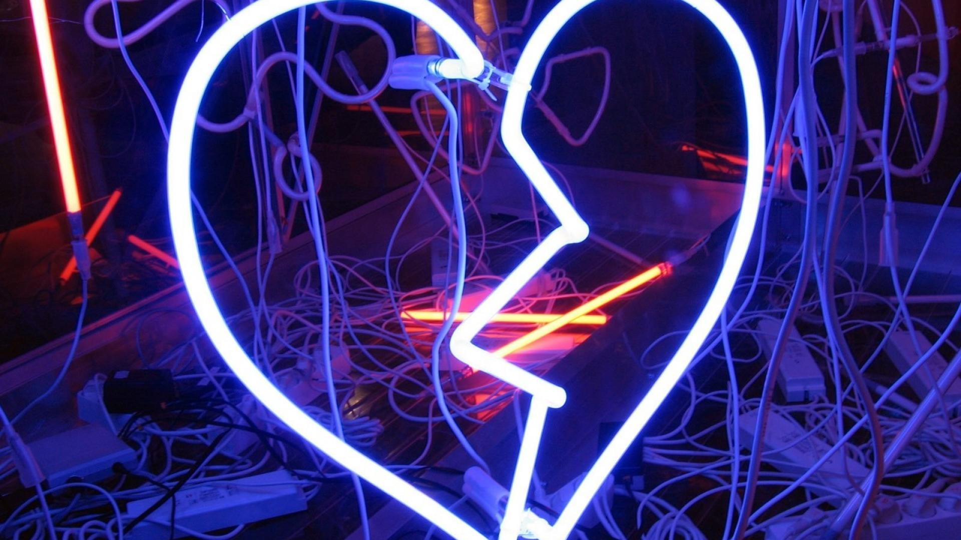 Hearts broken heart neon Wallpaper