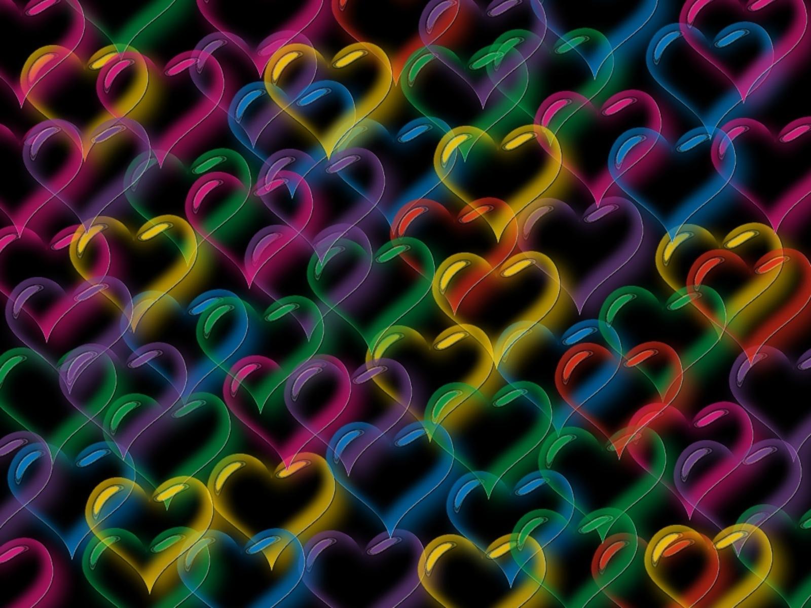 Bright Neon Color Hearts