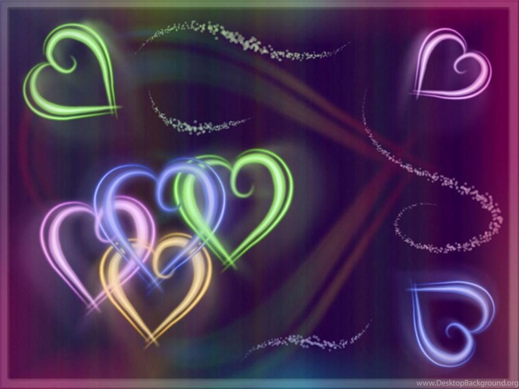 neon hearts and stars wallpaper