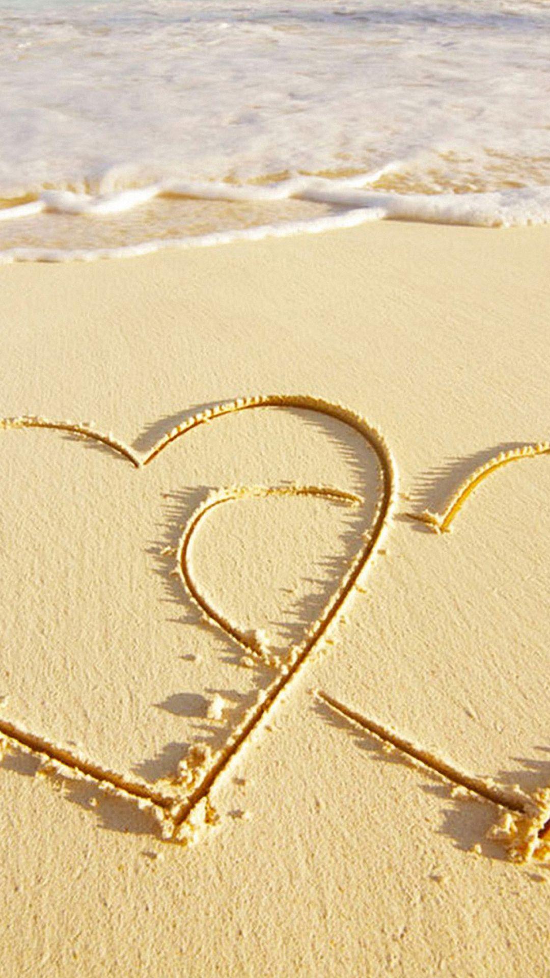 love heart sea sand iphone 6 wallpaper HD. Cool Wallpaper! in 2019