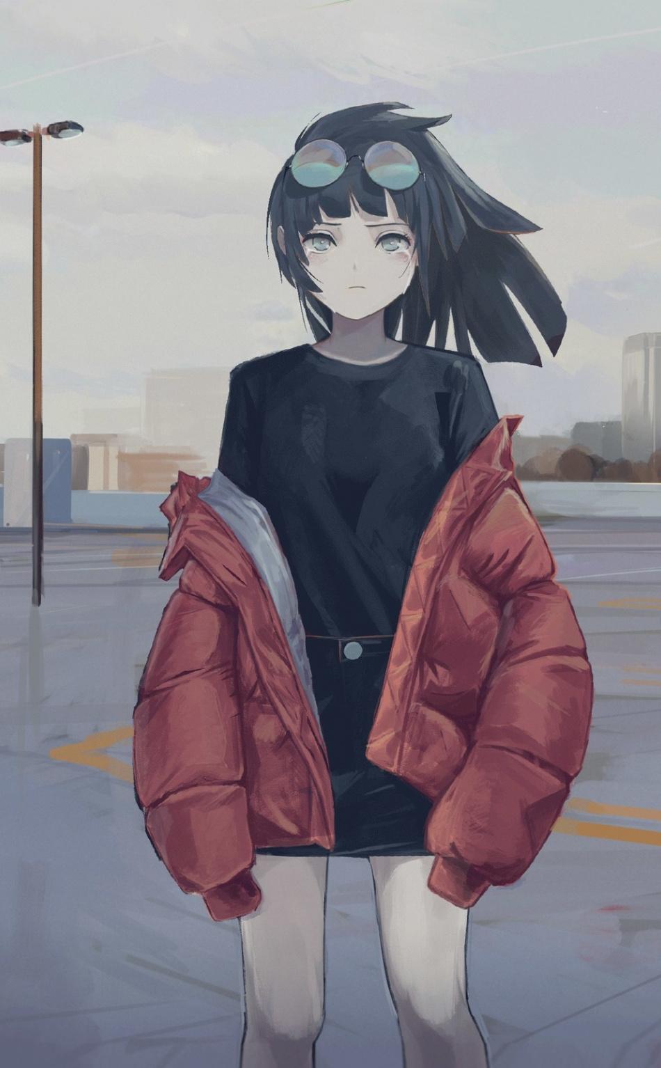 Download 950x1534 wallpaper anime girl, art, jacket