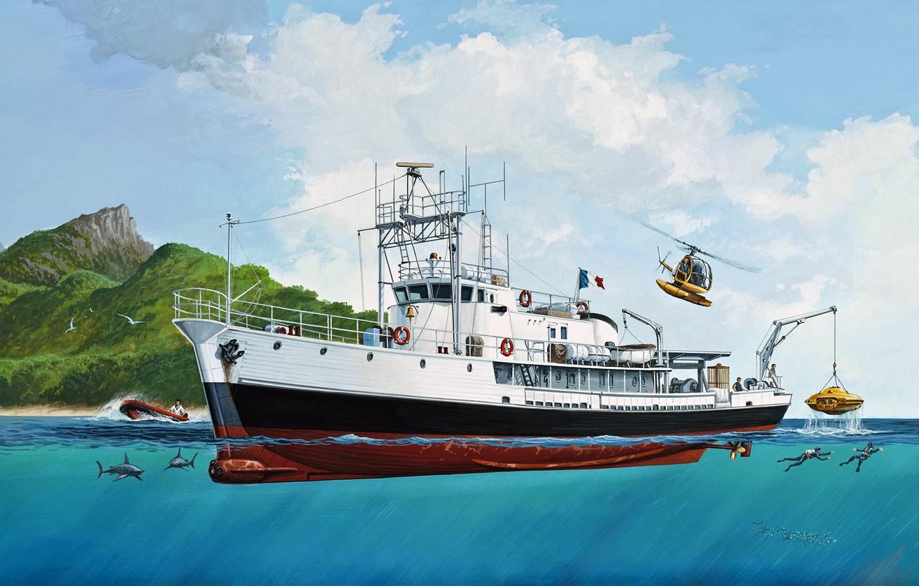 Wallpaper Ship, Jacques Yves Cousteau, Calypso, Captain Cousteau