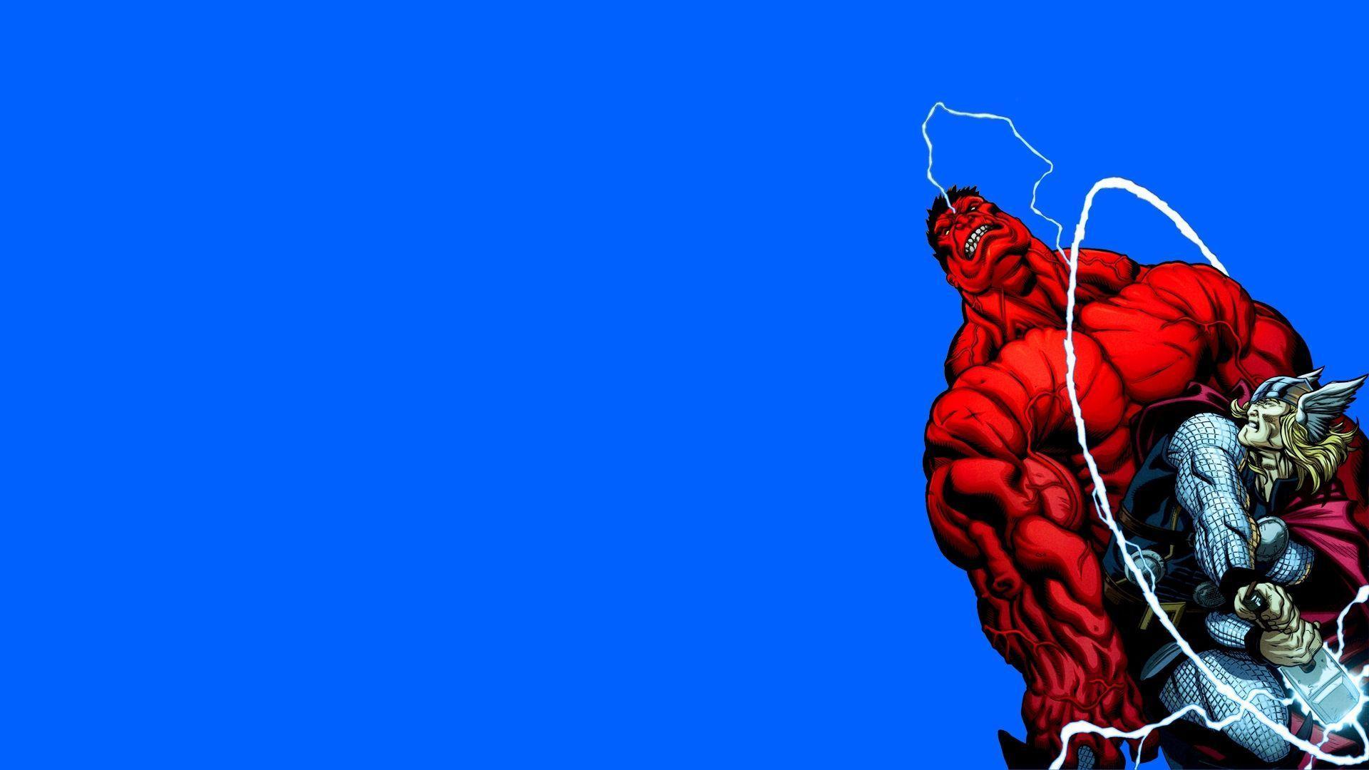 HD Red Hulk fighting Thor Wallpaper
