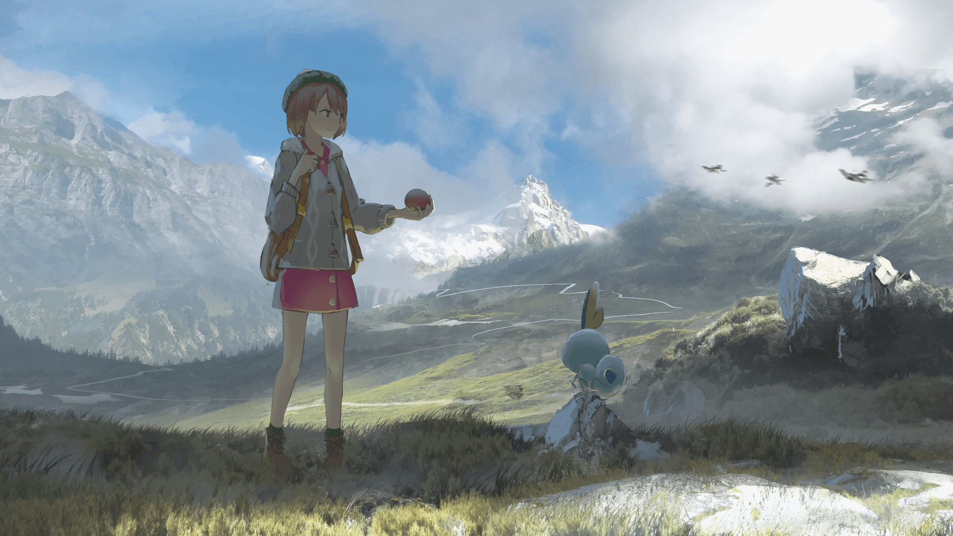 Wallpaper: In the Galar Mountains with Sobble 1920x1080