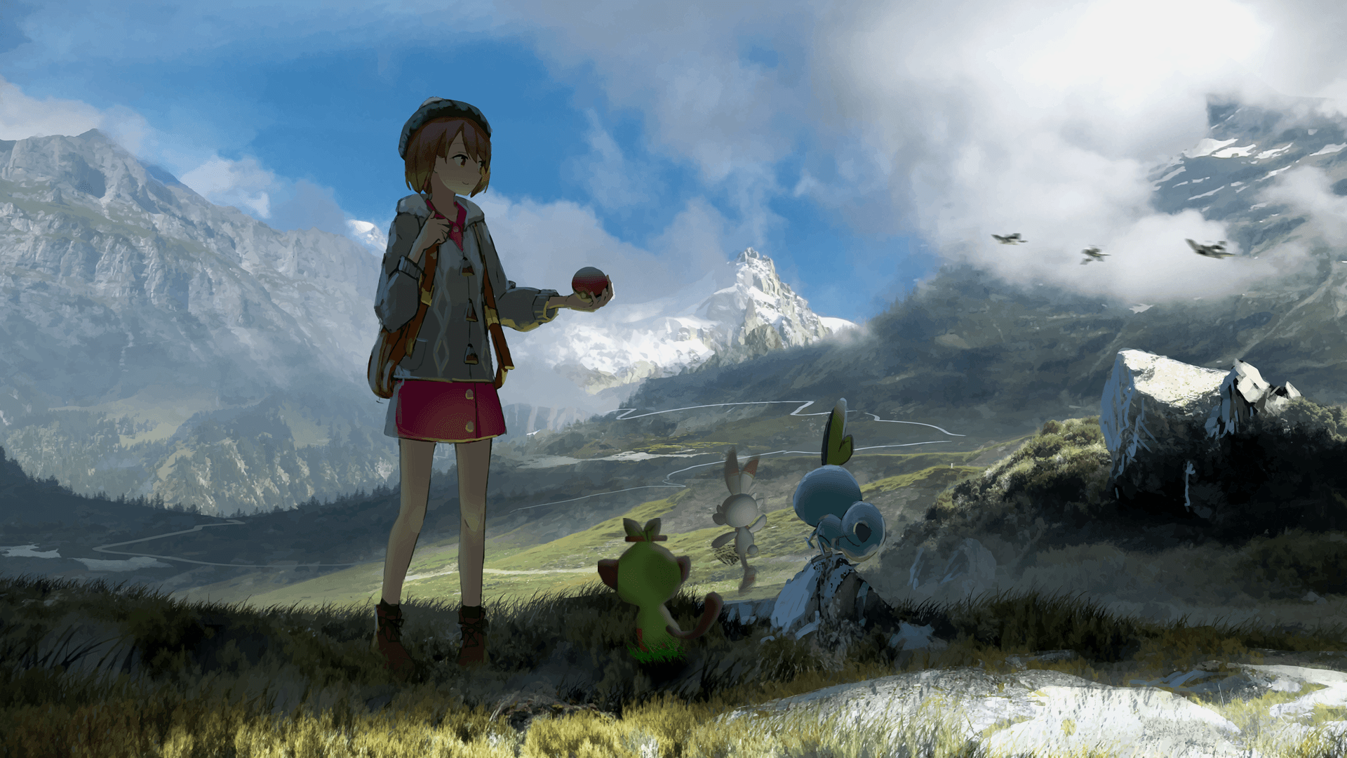 Request) Wallpaper: In the Galar Mountains with Sobble, Grookey