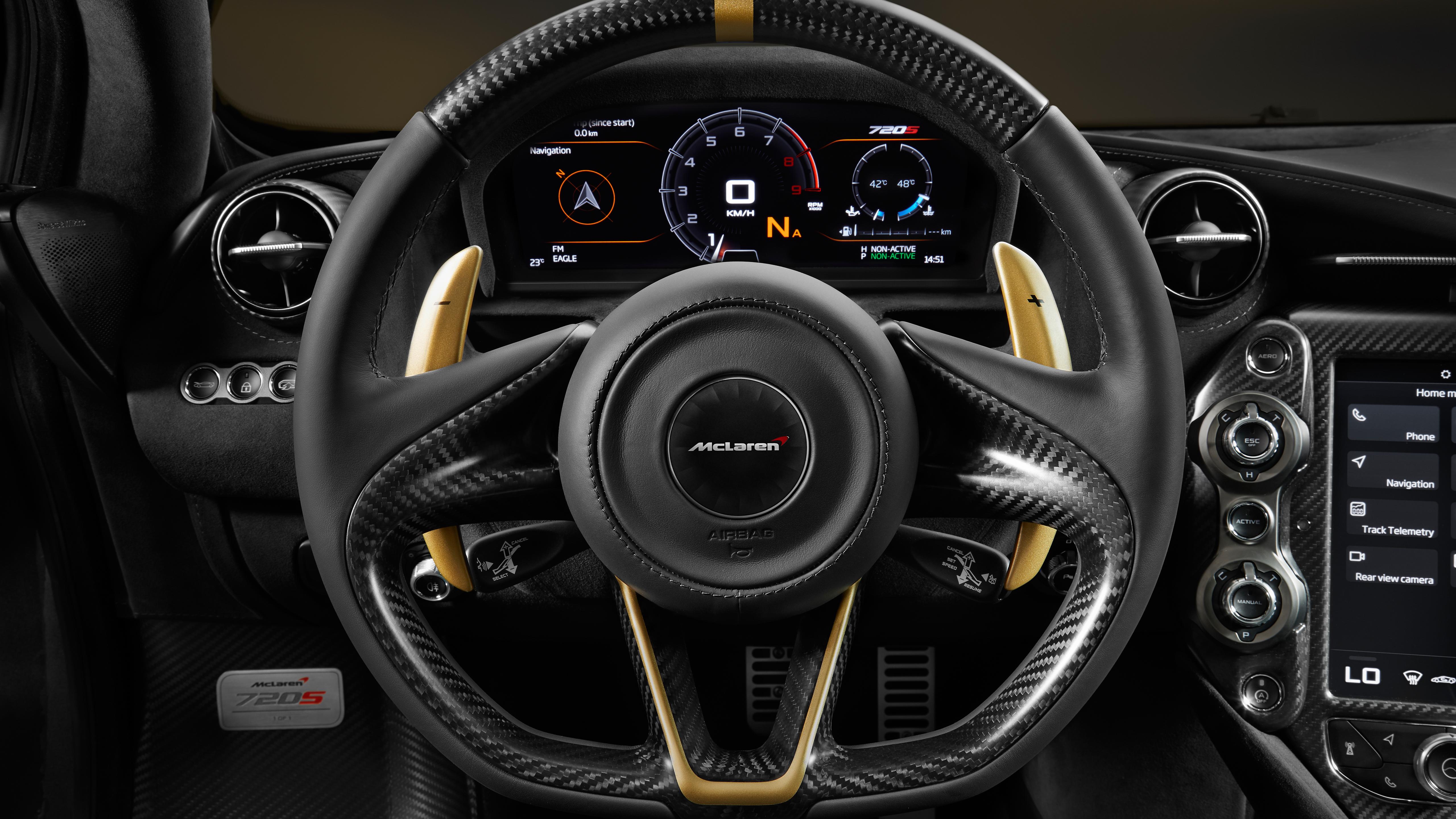 McLaren 720S Grey Gold Interior 5K Wallpaper. HD Car Wallpaper