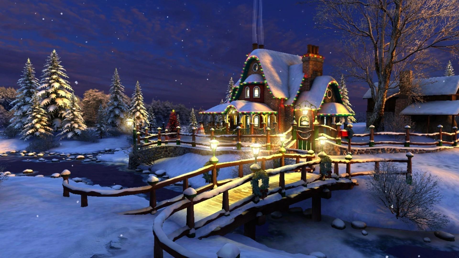 Nice house in the new year's eve. iPhone wallpaper for free