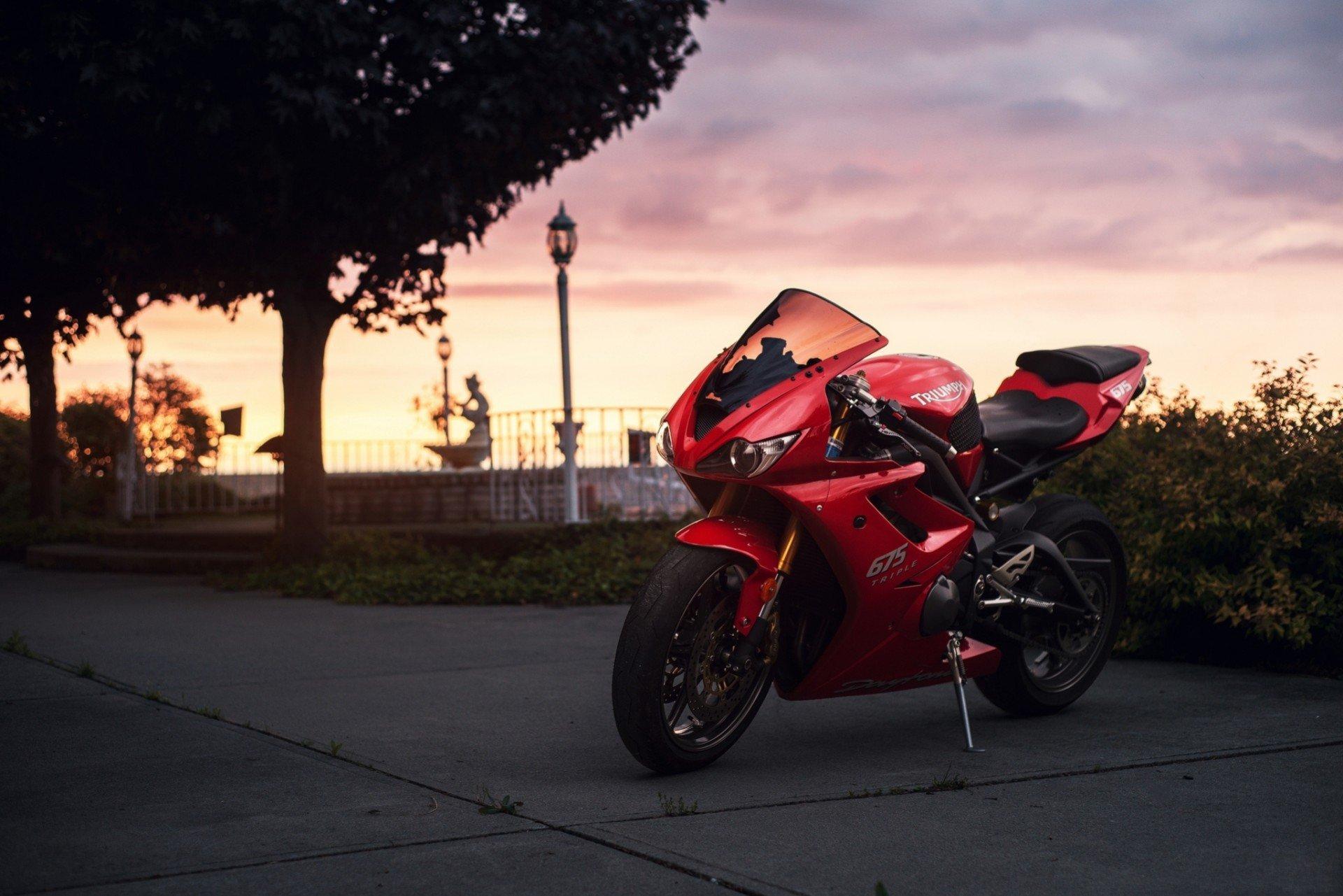 triumph daytona red bike HD wallpaper