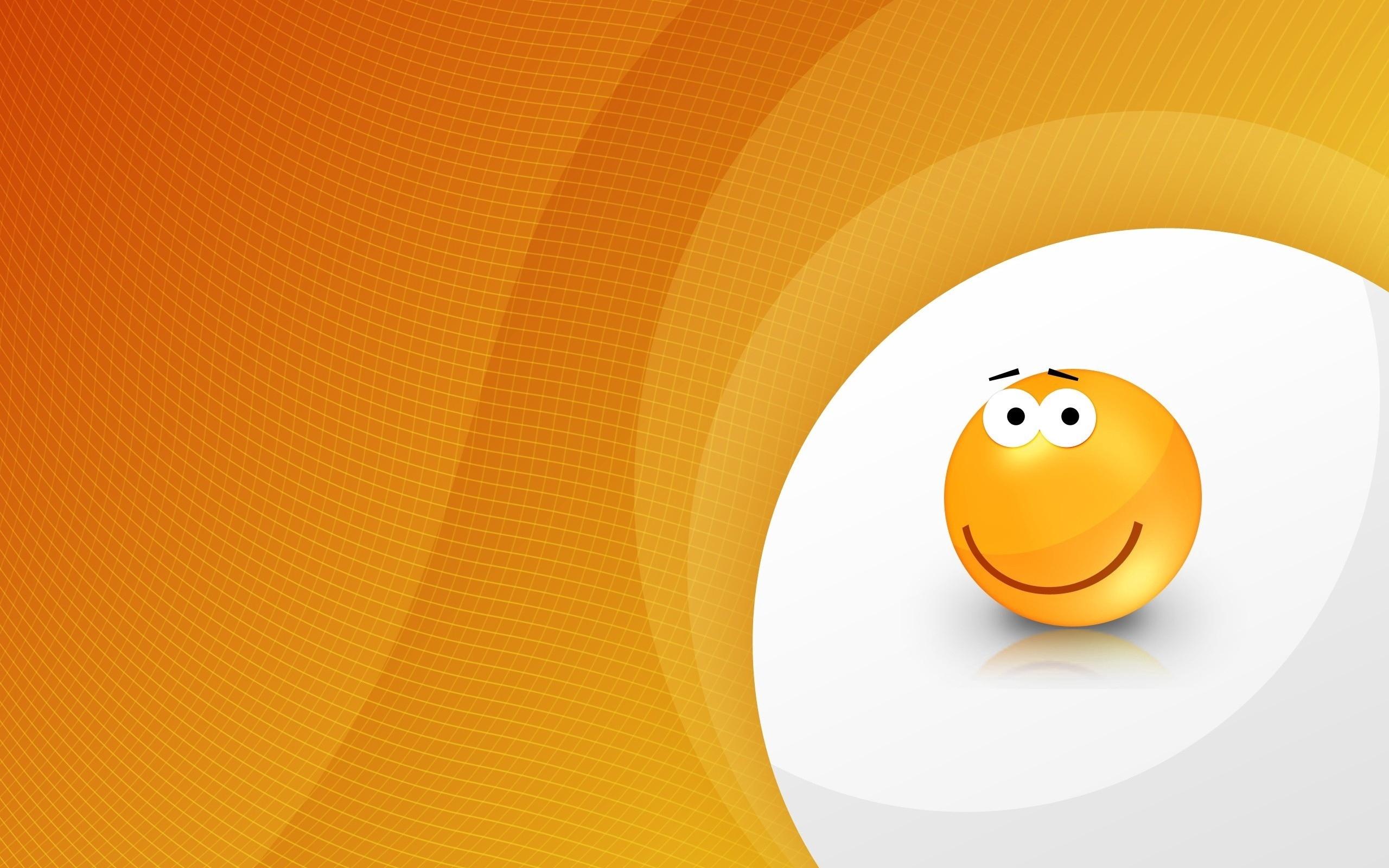 Download wallpaper 2560x1600 smile, emotion, yellow, vector HD