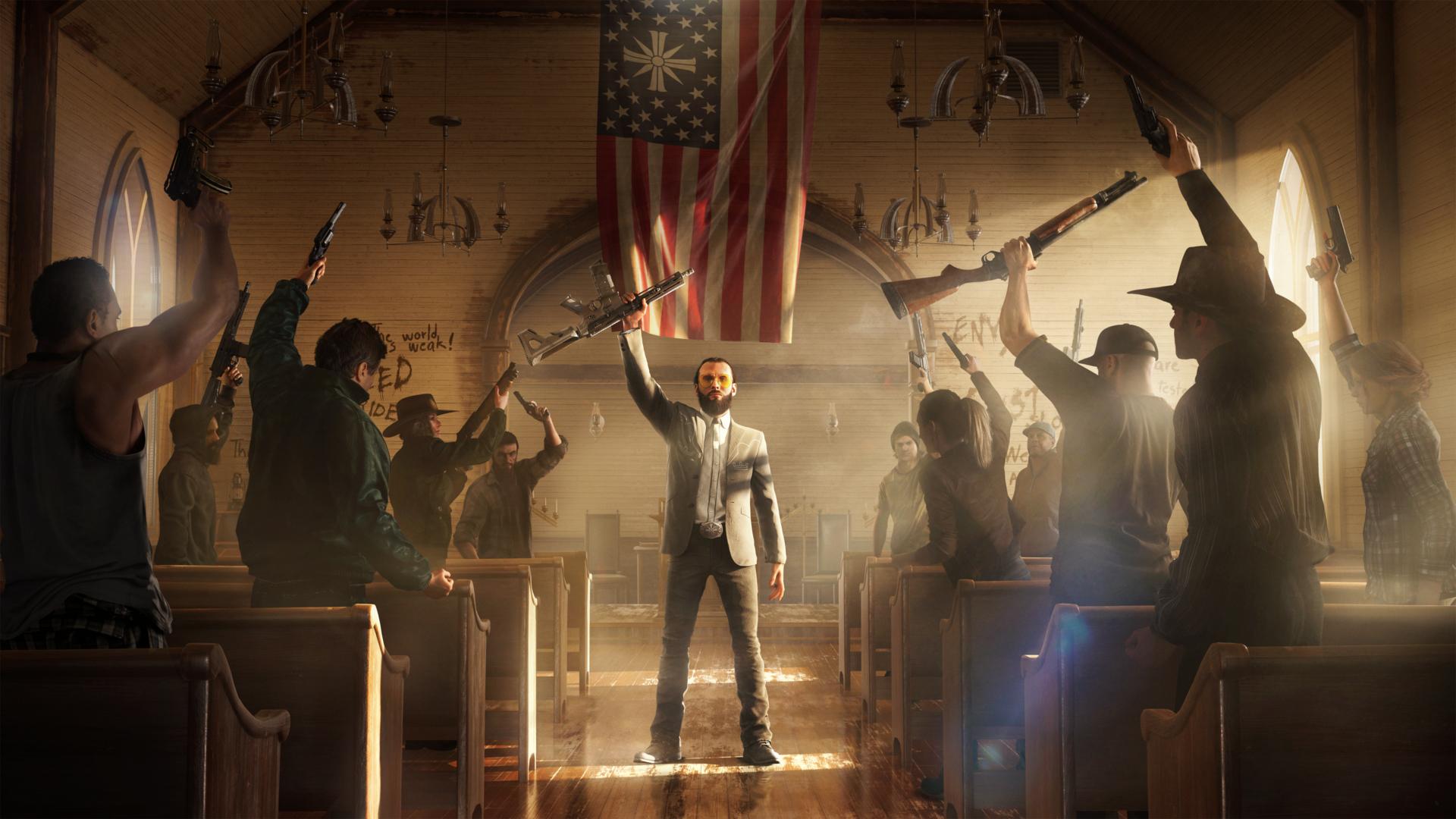 The cult leader in the church Wallpaper from Far Cry 5