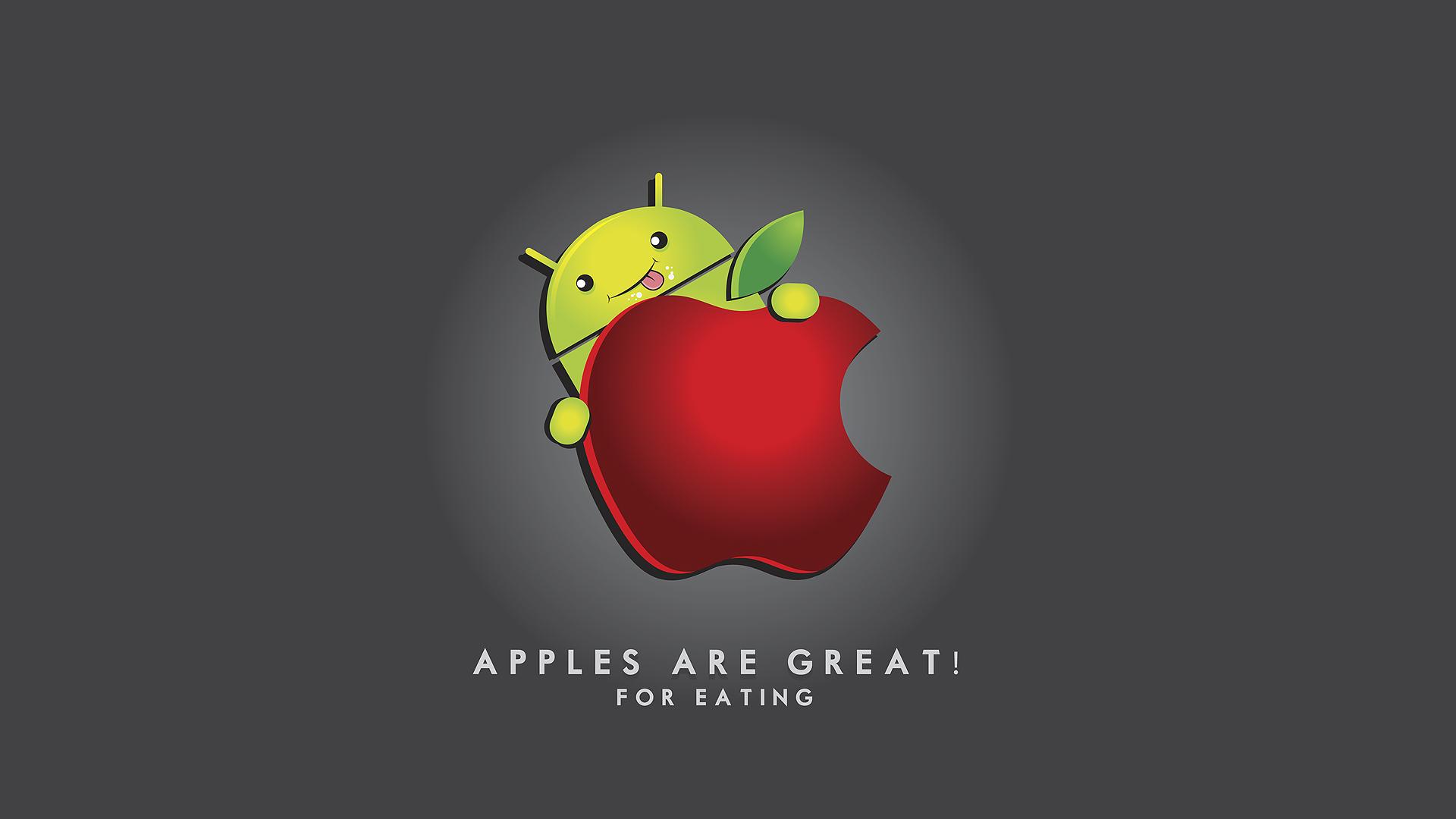 Android Eating Apple Wallpaper