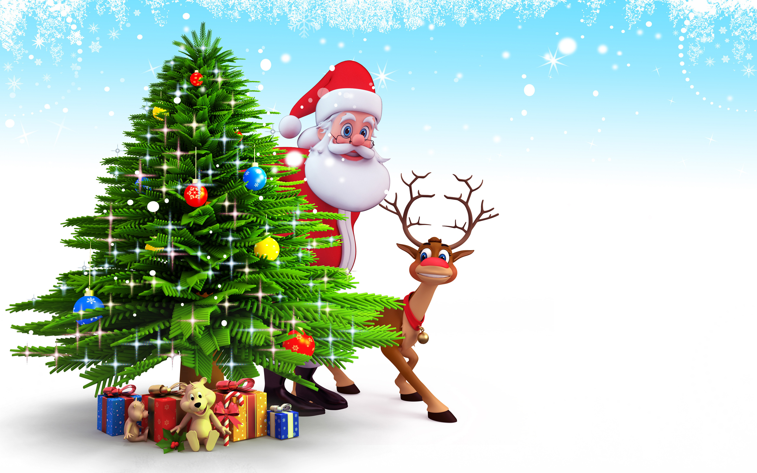 Santa Claus And Reind HD Wallpaper, Background Image