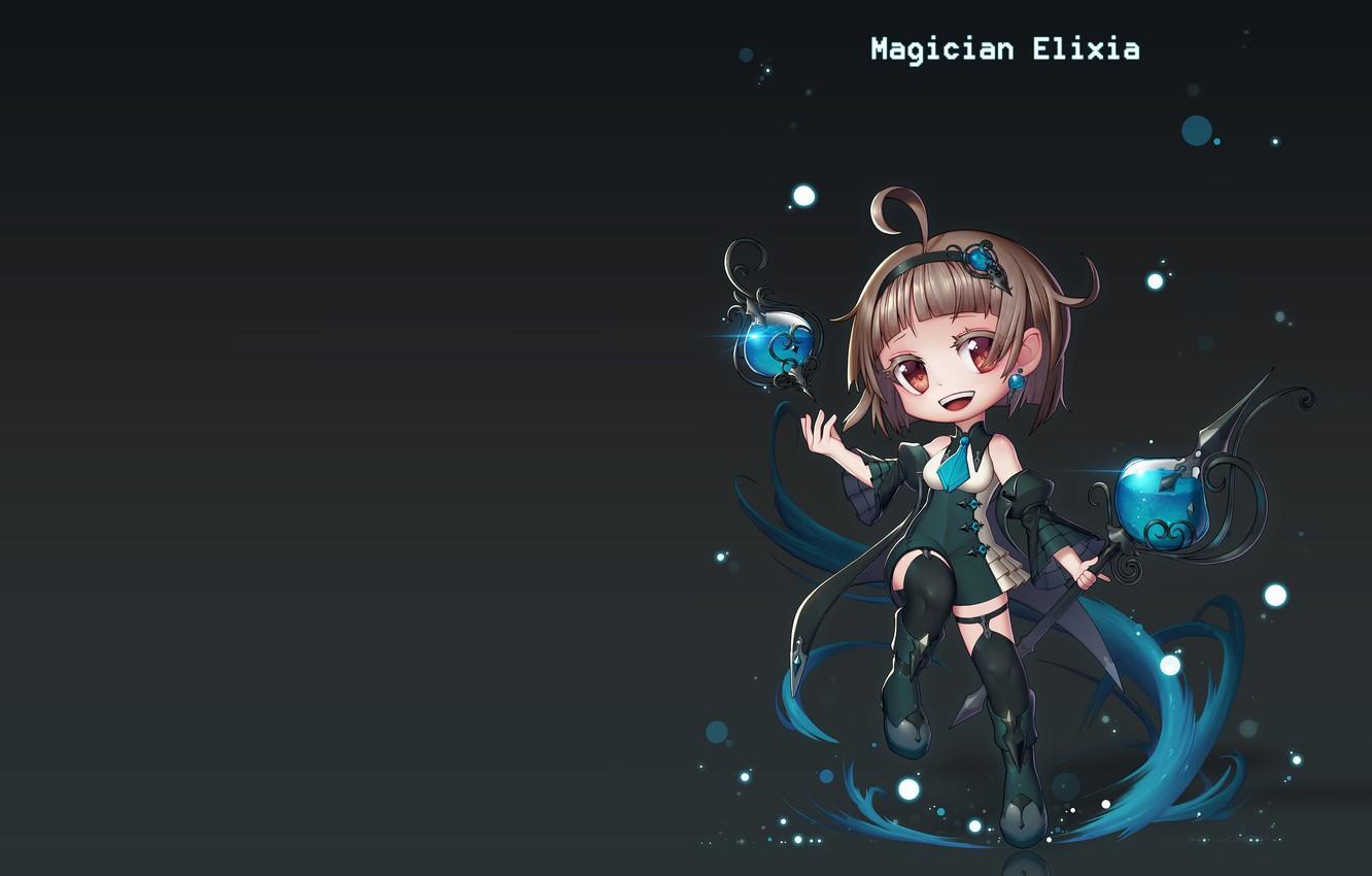 Wallpaper magic, anime, fantasy, art, staff, Magician Elixia, Euna