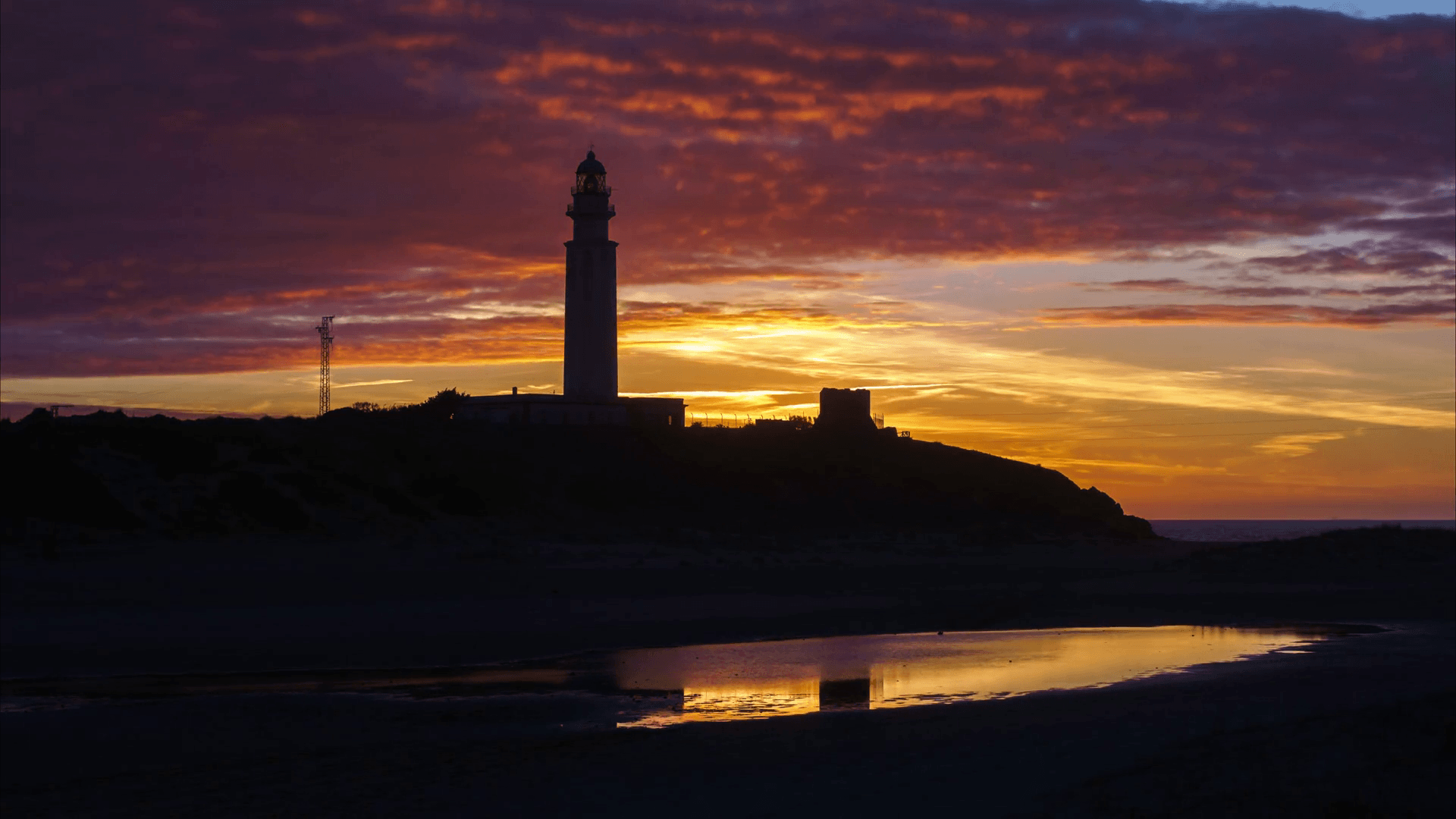 Cape Trafalgar Lighthouse Cadiz Spain Stock Video Footage