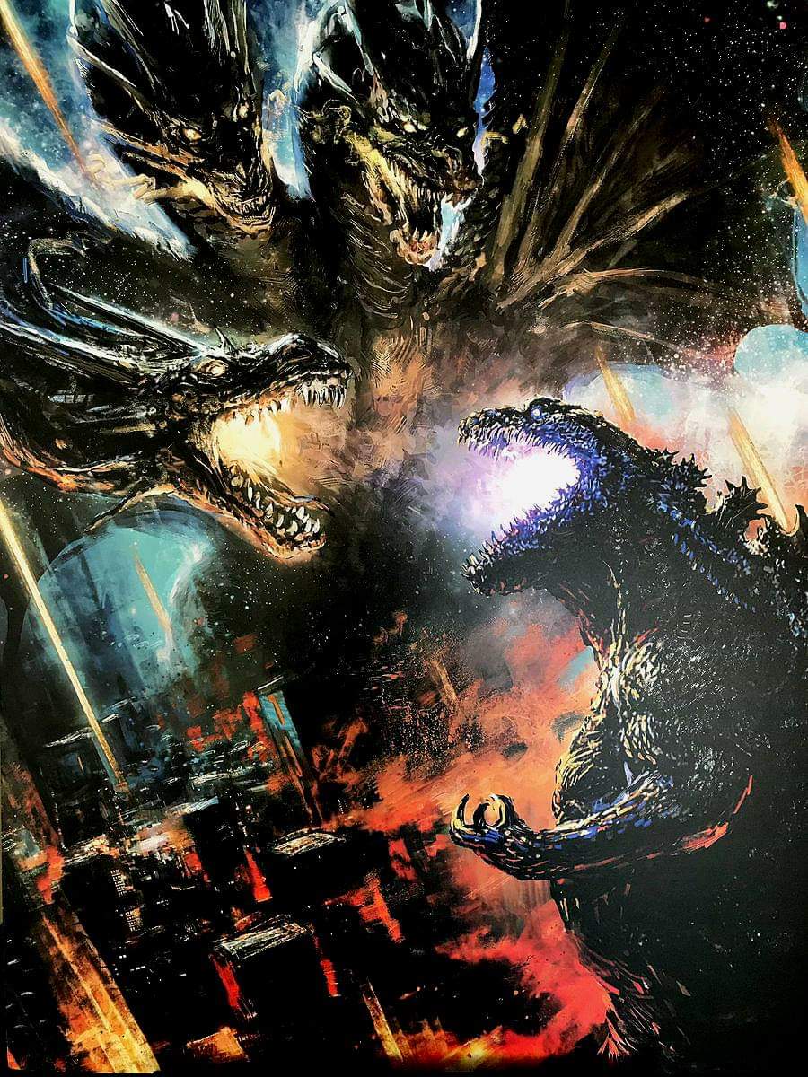 Shin Godzilla and King Ghidorah do battle in celebration of Godzilla