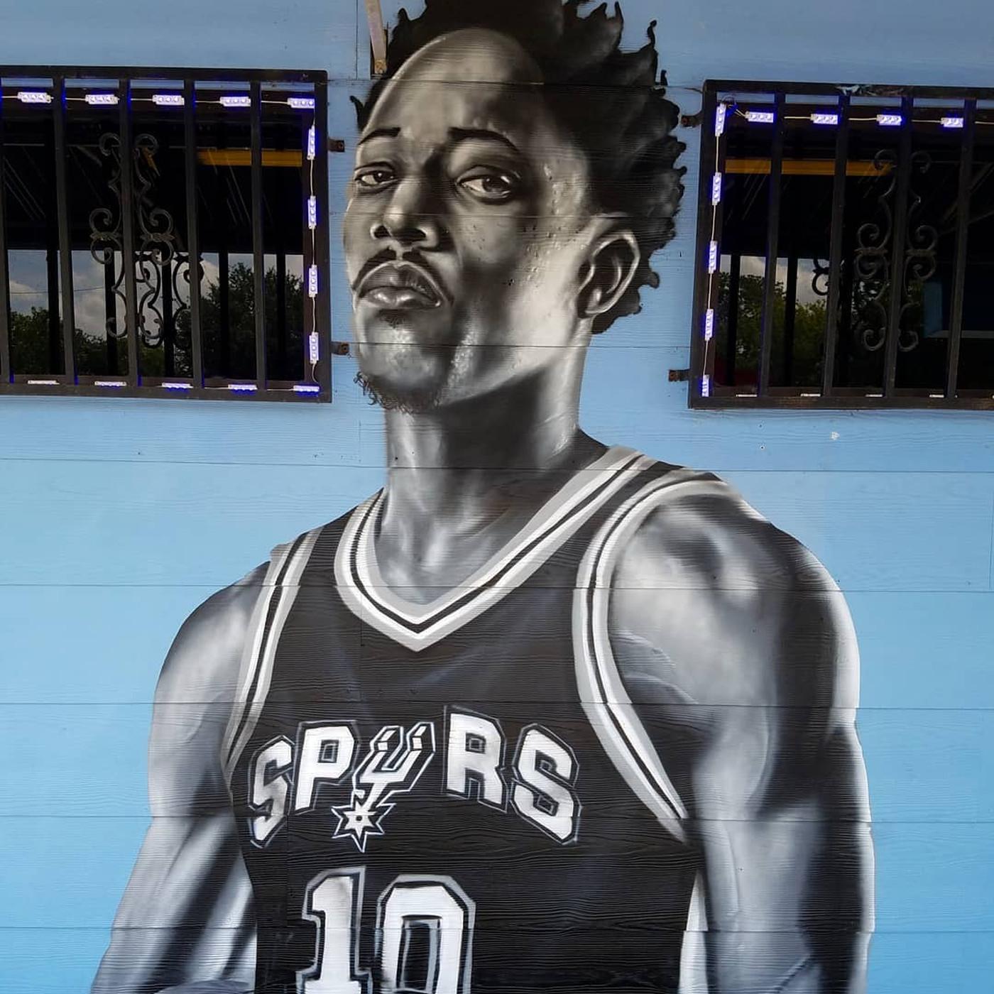 Someone has already painted a mural of DeMar DeRozan in San Antonio