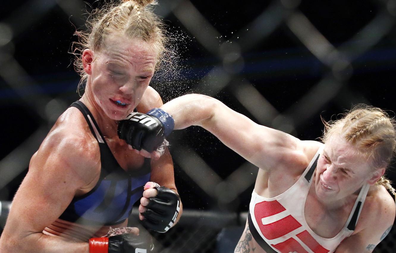 Wallpaper MMA, pain, UFC, female, Mixed Martial Arts, Sacrifice, technique, stroke, Valentina Shevchenko, Holly Holm image for desktop, section спорт