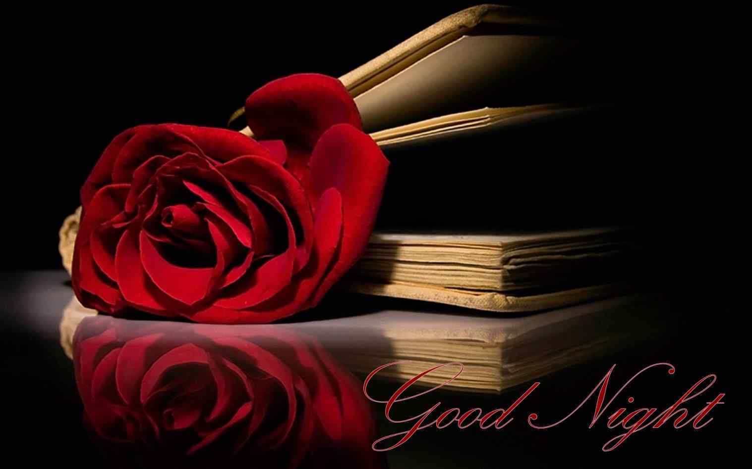 good night images with red roses