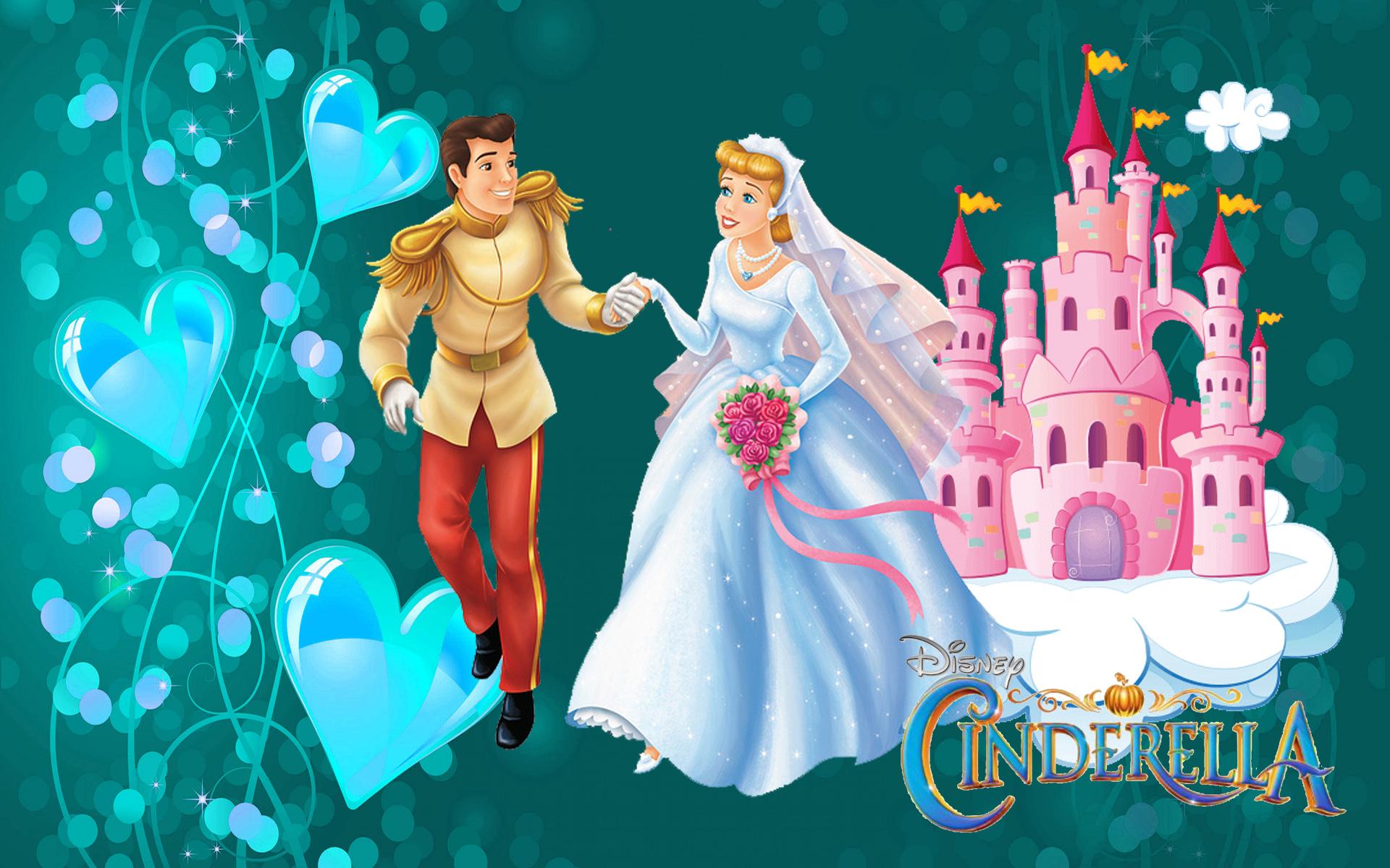 Cartoon Disney Princess Cinderella And Prince Charming Wedding Love