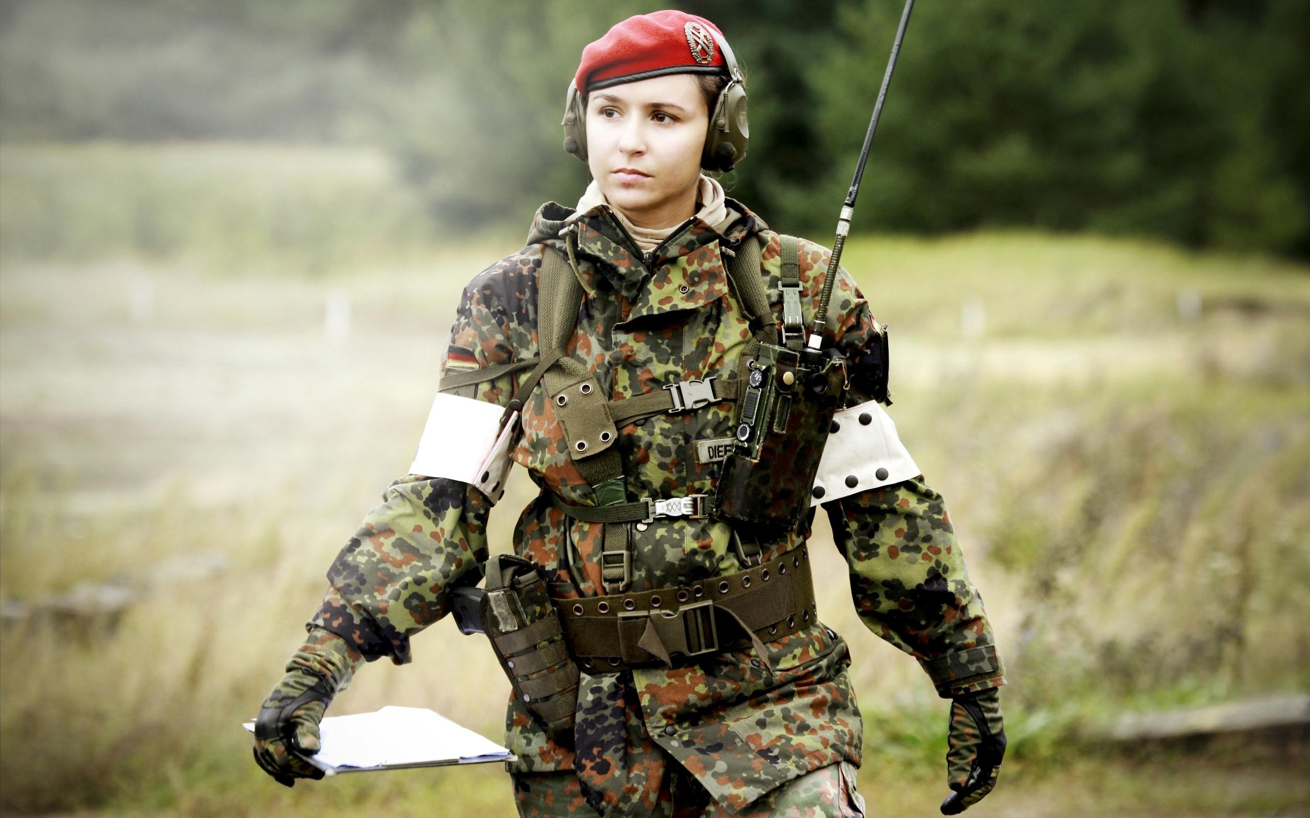 Army Girl with Equipment High Definition Wallpaper
